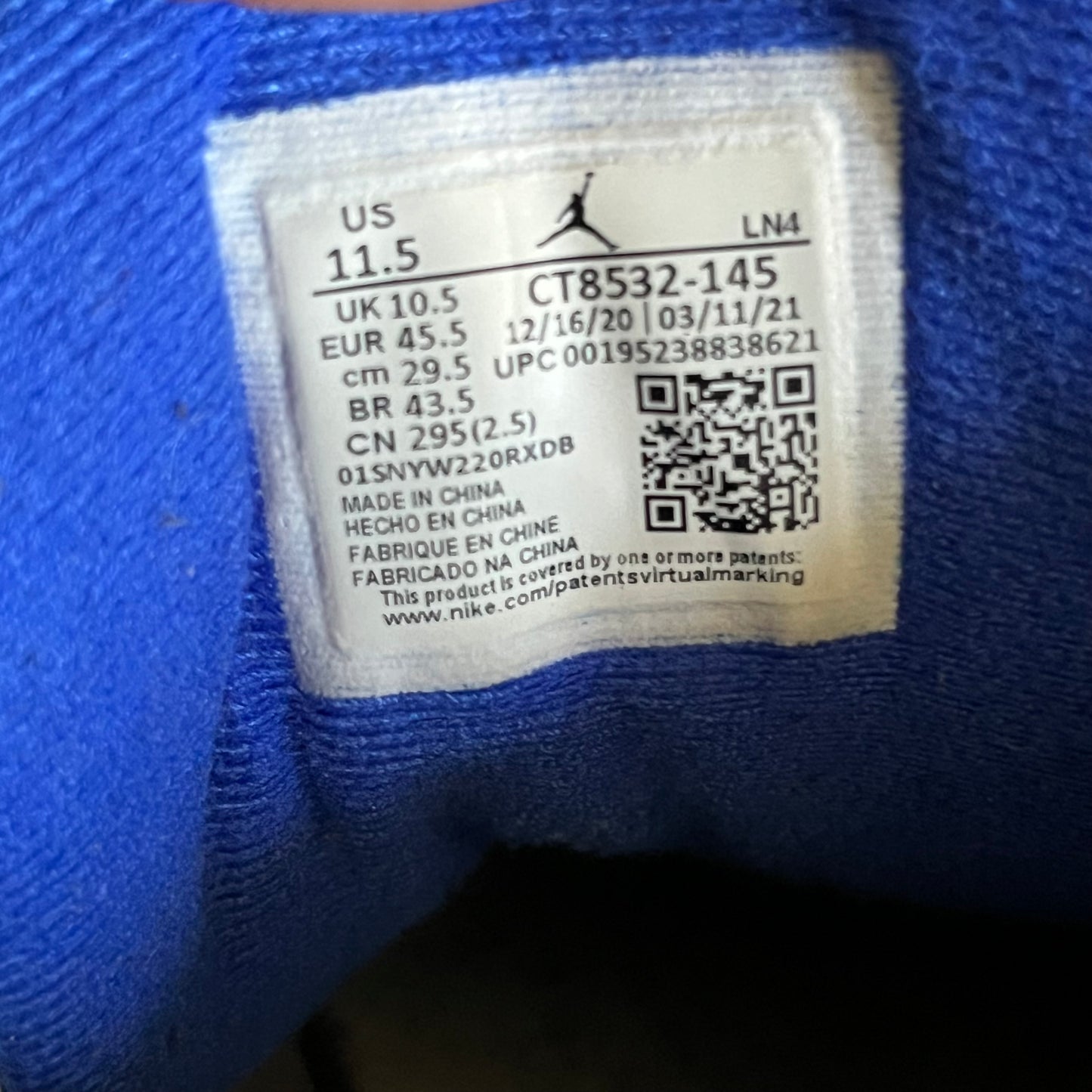 Size 11.5 - AJ 3 Racer Blue