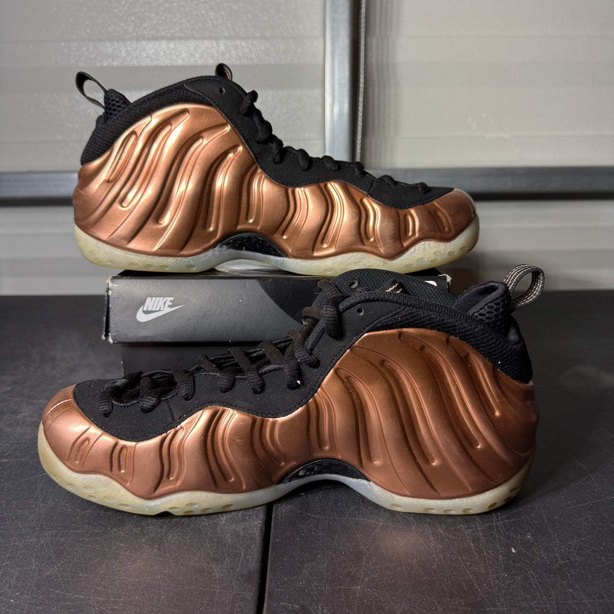 Size 9.5M - Foamposite One Copper