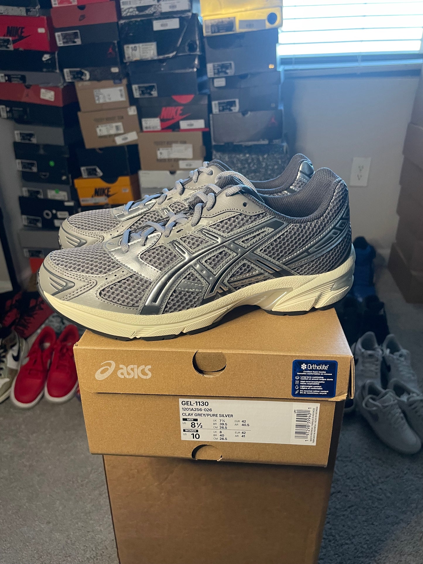 Size 8.5 - ASICS Gel 1130 Clay Grey Pure Silver