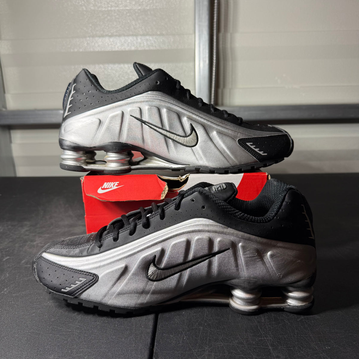Size 11.5 - Nike Shox Metallic Black Silver