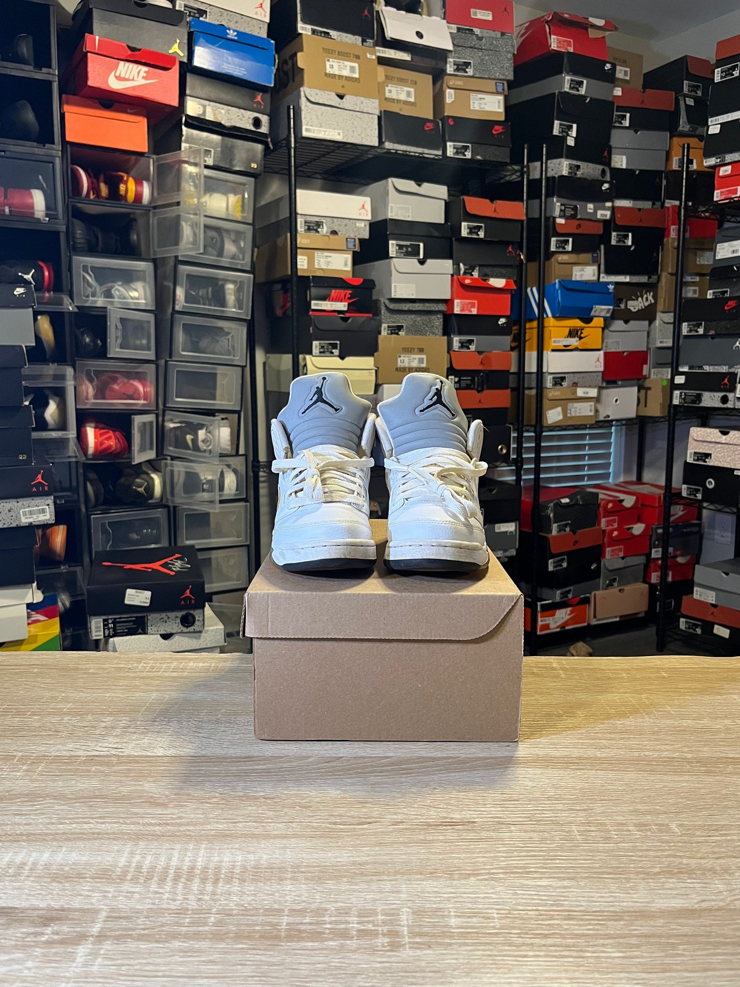 Size 6.5 - AJ 5 White Metallic