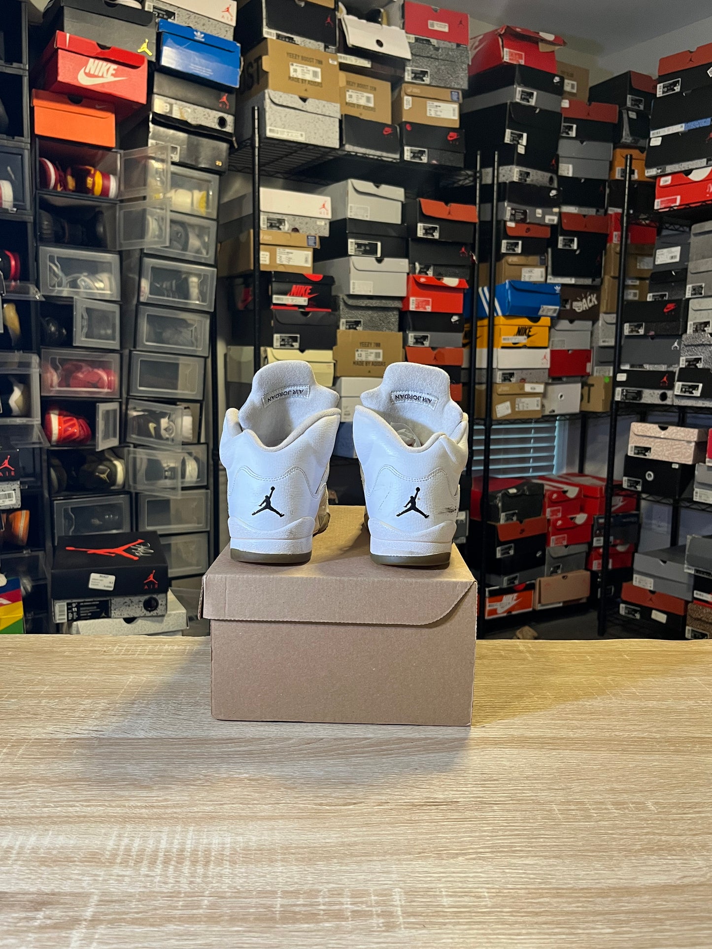 Size 6.5 - AJ 5 White Metallic