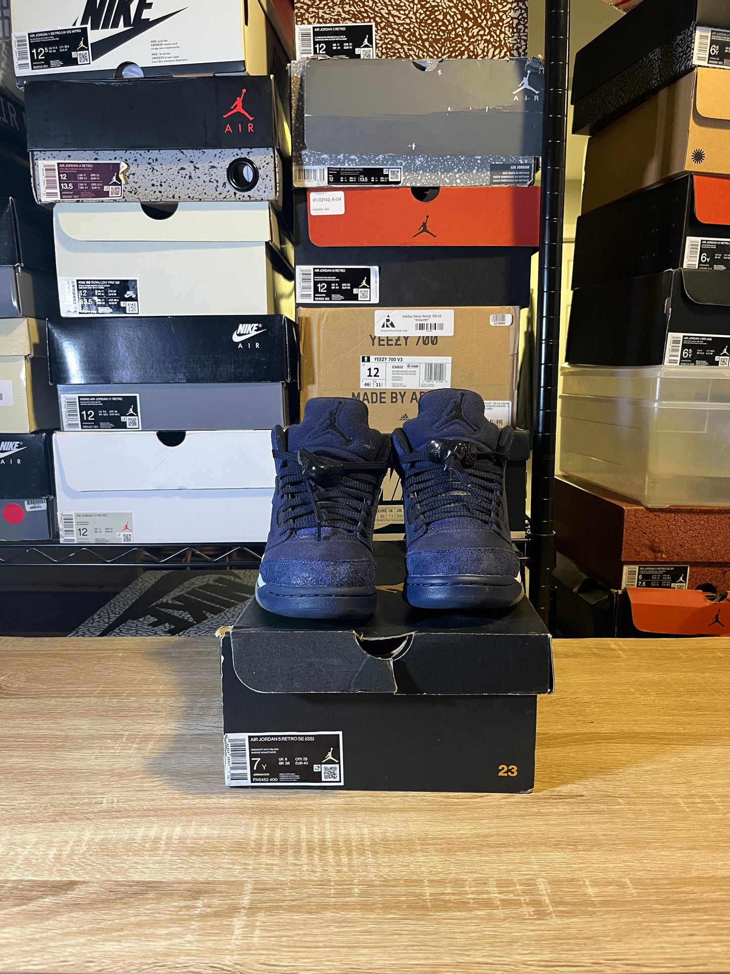 Size 7Y - AJ 5 Midnight Navy