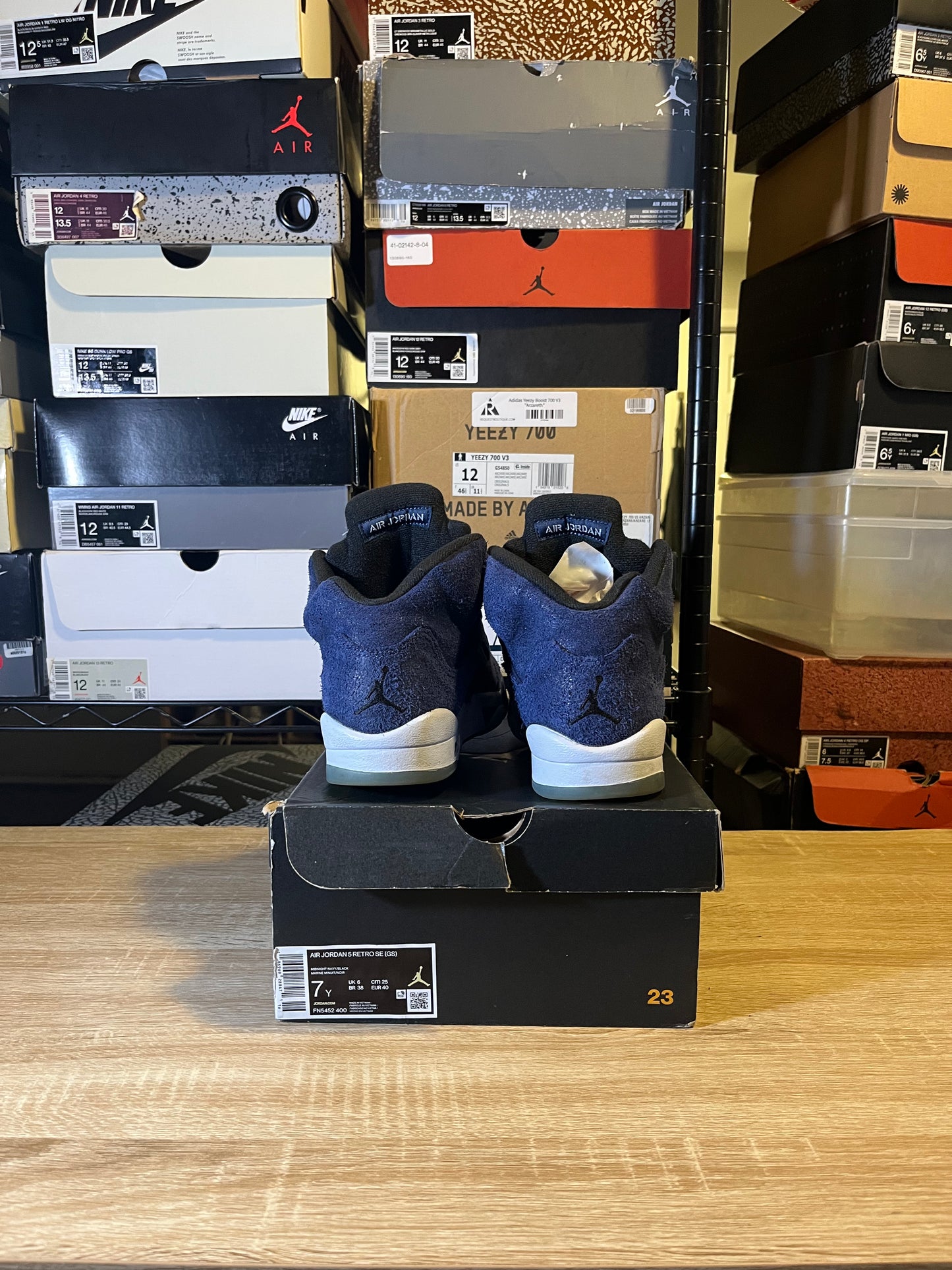 Size 7Y - AJ 5 Midnight Navy
