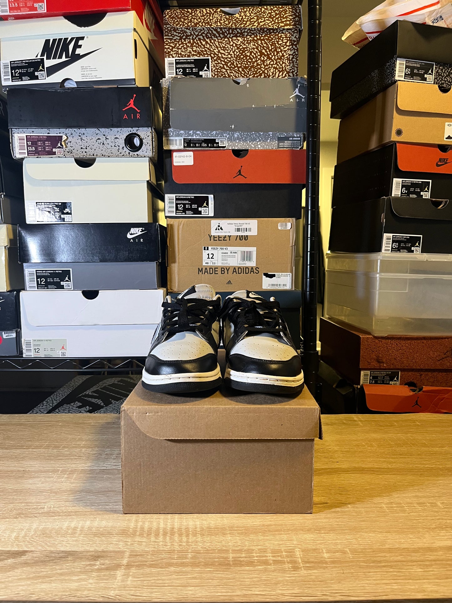 Size 9.5 - Dunk Low Chenille Swoosh - Black Grey Fog