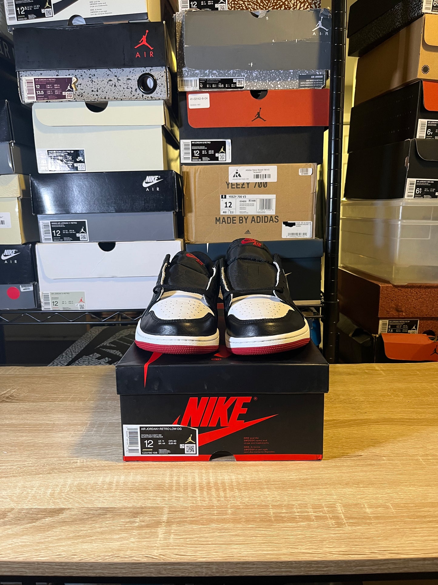Size 12 - AJ 1 Low Black Toe