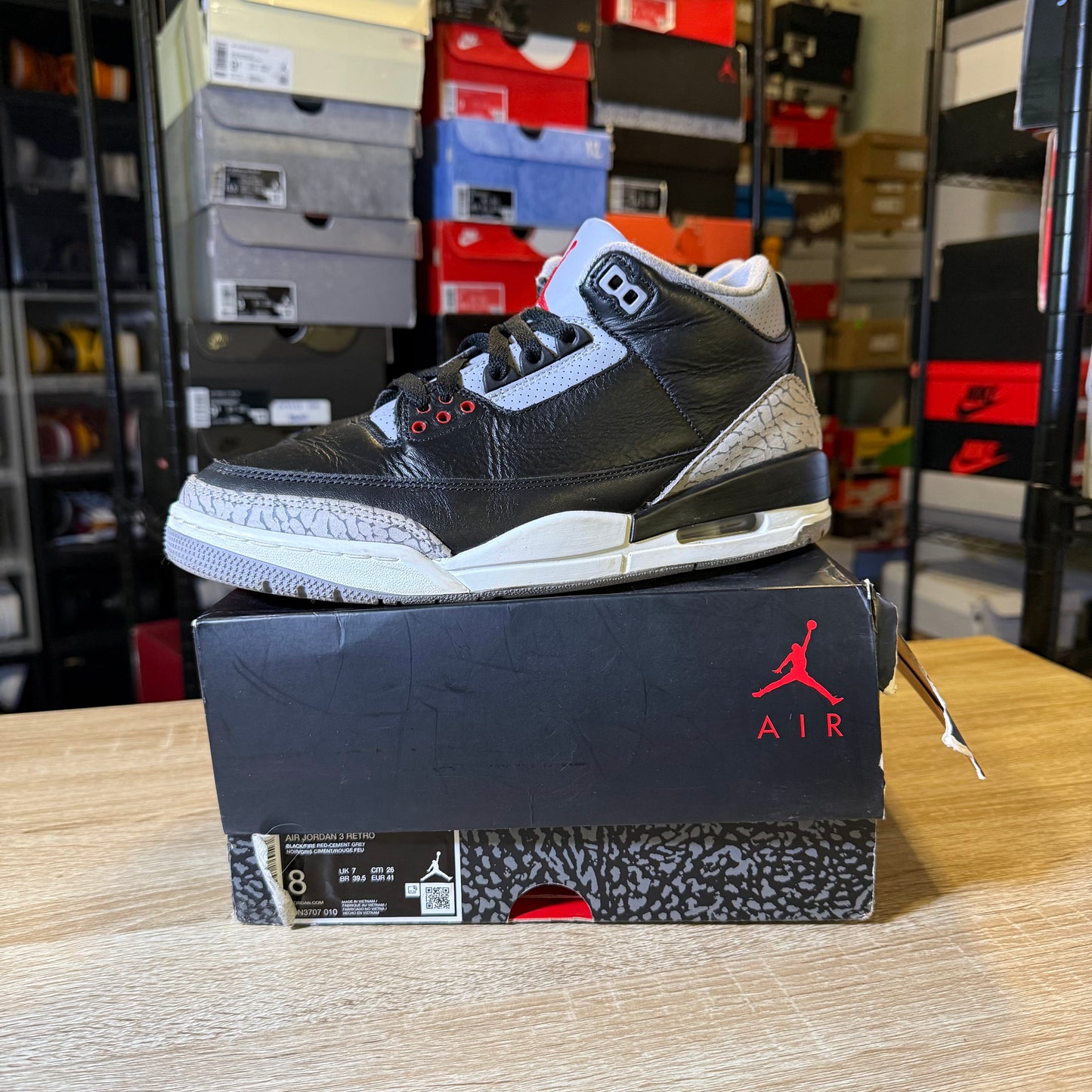Size 8 - AJ 3 Black Cement