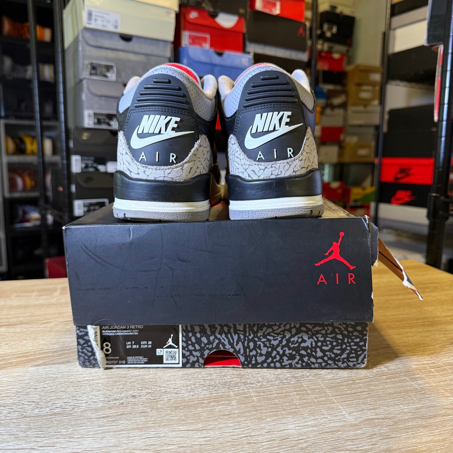 Size 8 - AJ 3 Black Cement