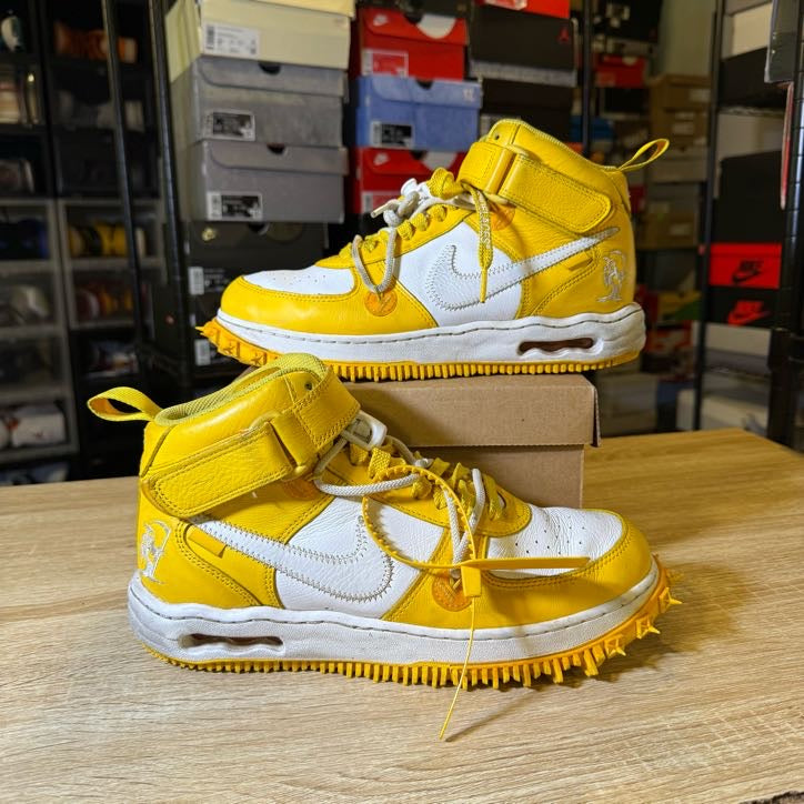 Size 8.5 - Off-White x Air Force 1 SP Leather Mid Varsity Maize