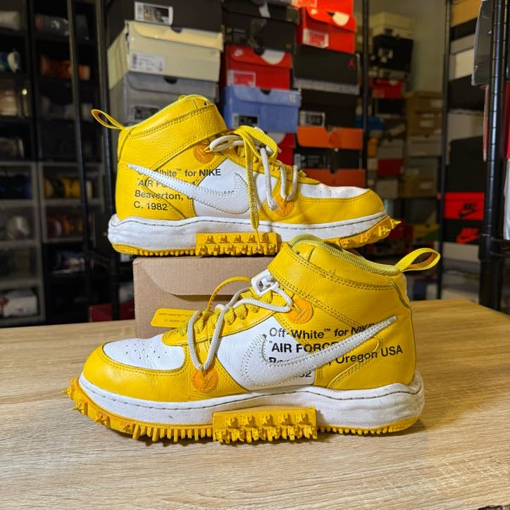 Size 8.5 - Off-White x Air Force 1 SP Leather Mid Varsity Maize