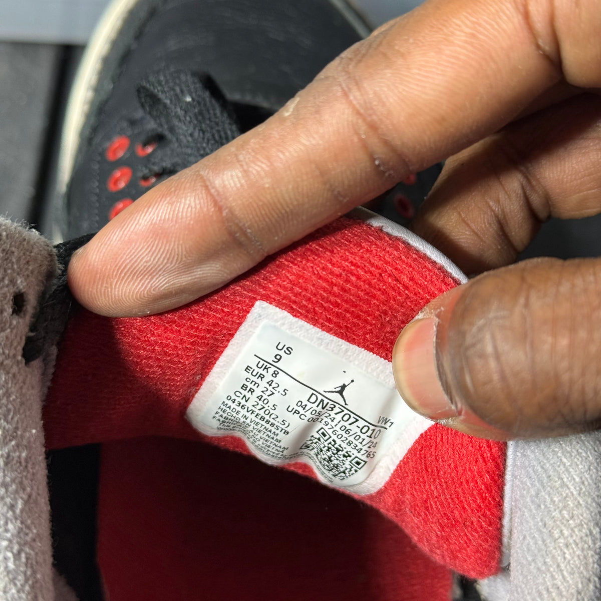 Size 9 - AJ 3 Black Cement