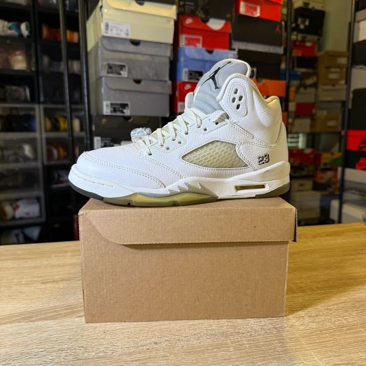 Size 6 - AJ 5 White Metallic