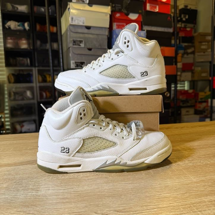 Size 6 - AJ 5 White Metallic