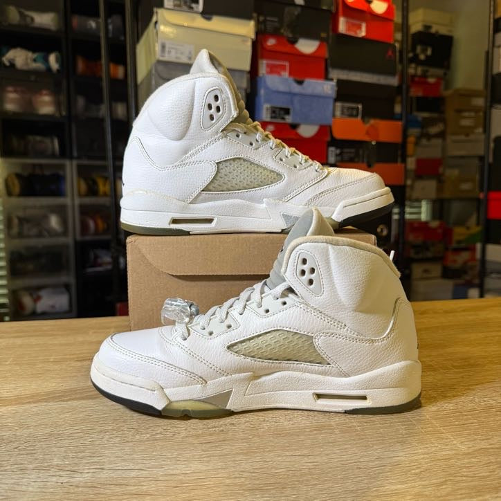 Size 6 - AJ 5 White Metallic