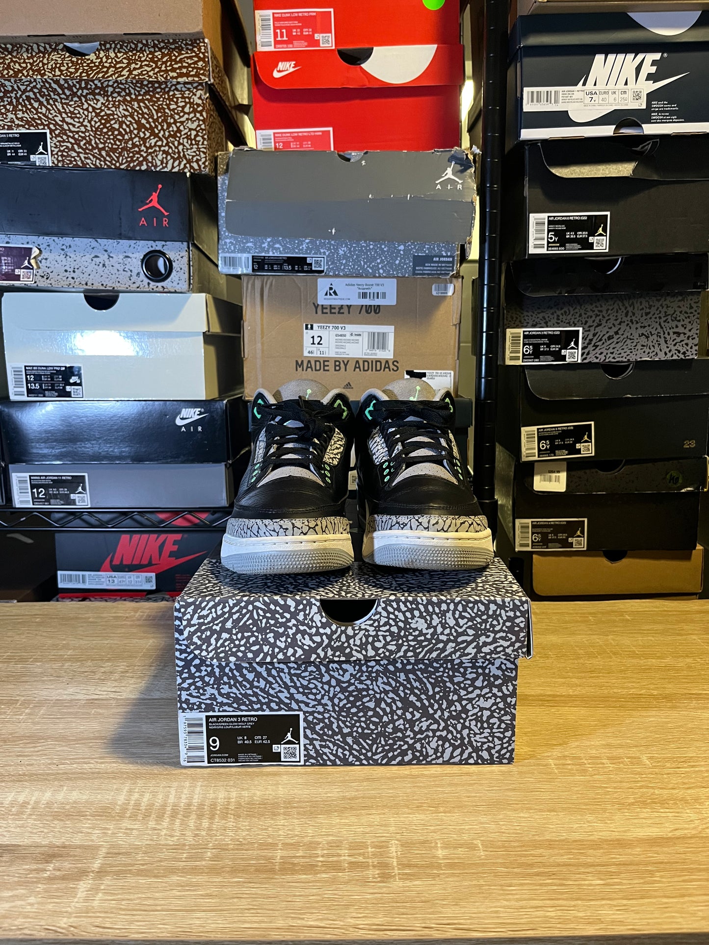 Size 9 - AJ 3 Green Glow