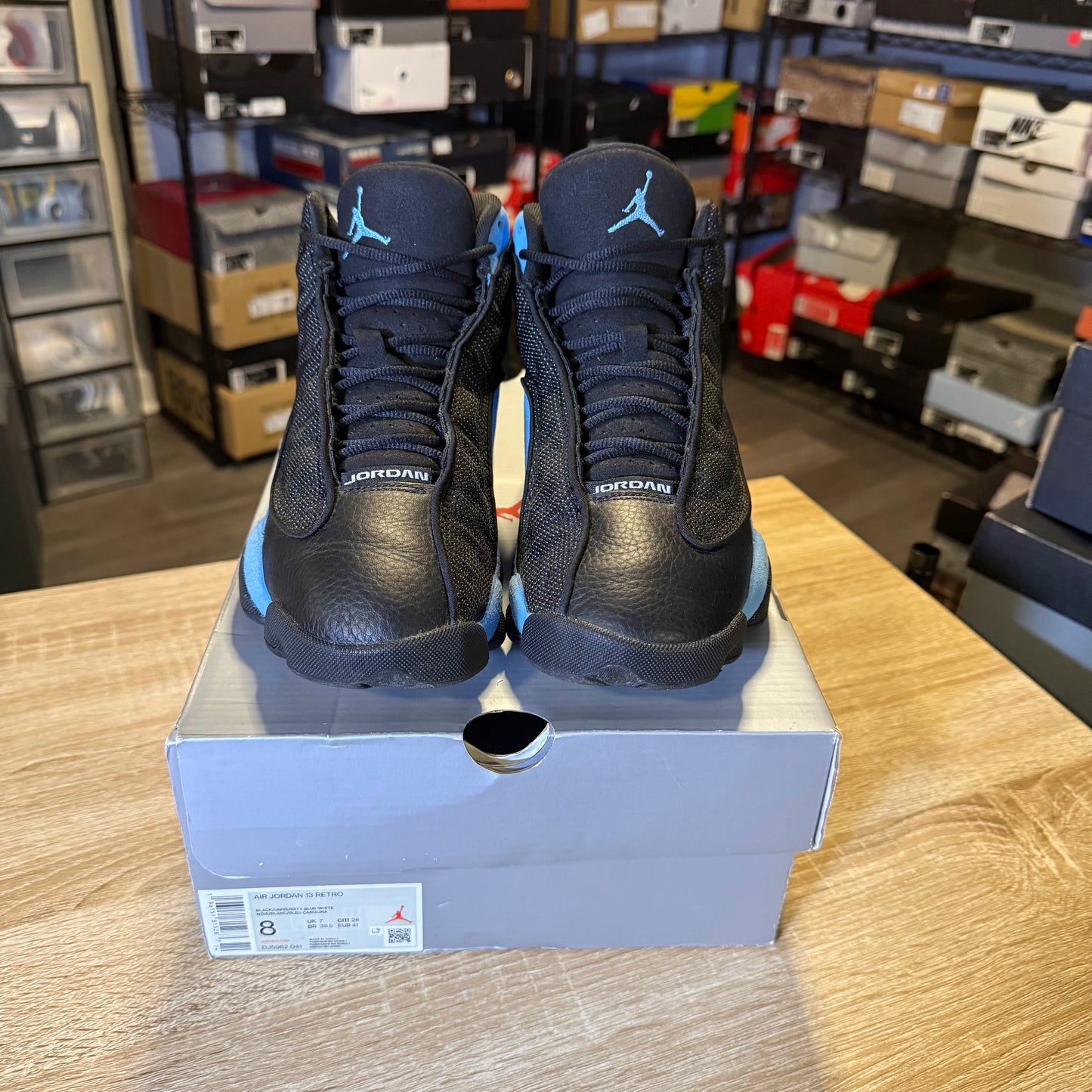 Size 8 - AJ 13 Black University Blue