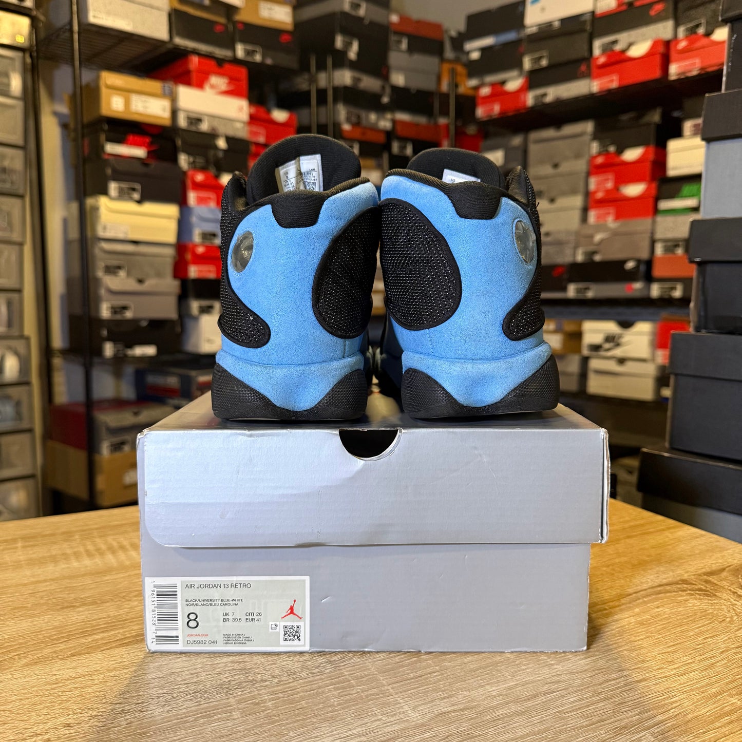 Size 8 - AJ 13 Black University Blue