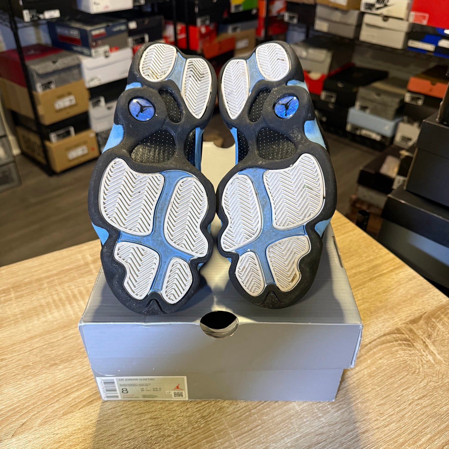 Size 8 - AJ 13 Black University Blue