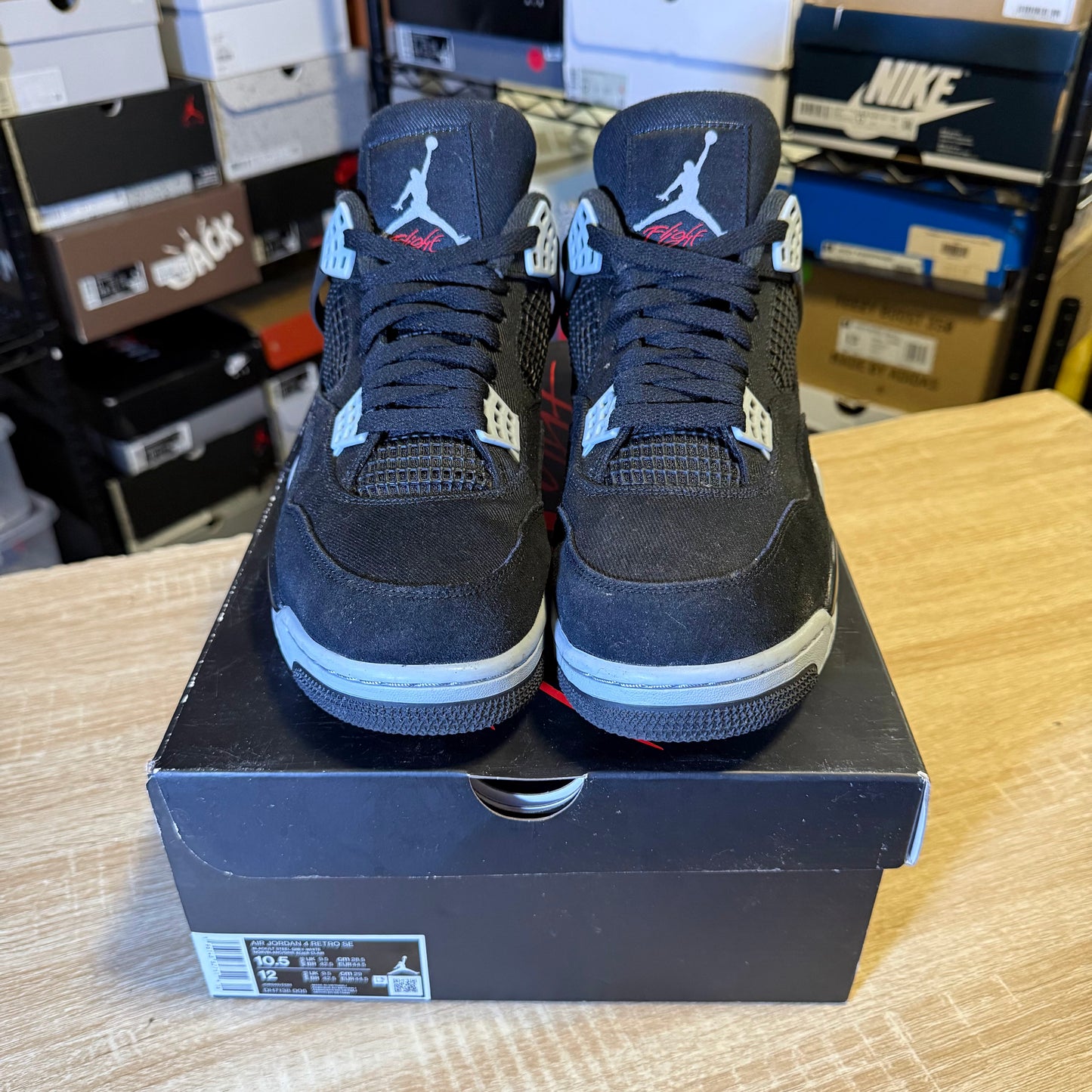 Size 10.5 - AJ 4 Black Canvas