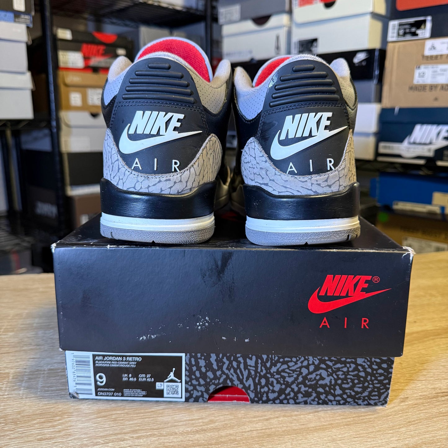 Size 9 - AJ 3 Black Cement