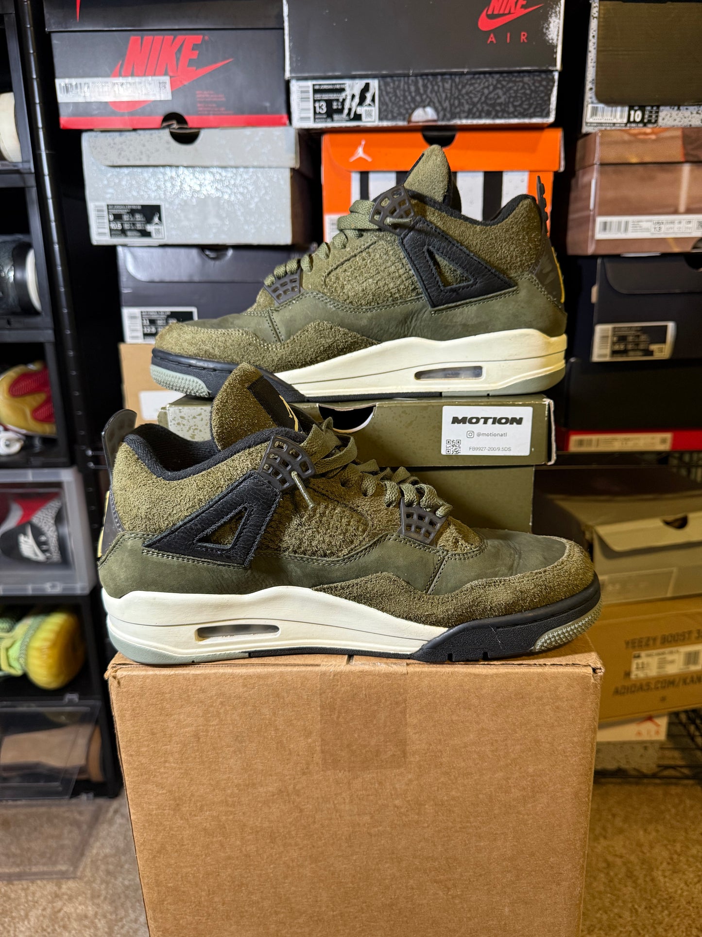 Size 9.5 - AJ 4 SE Retro Low Craft - Olive