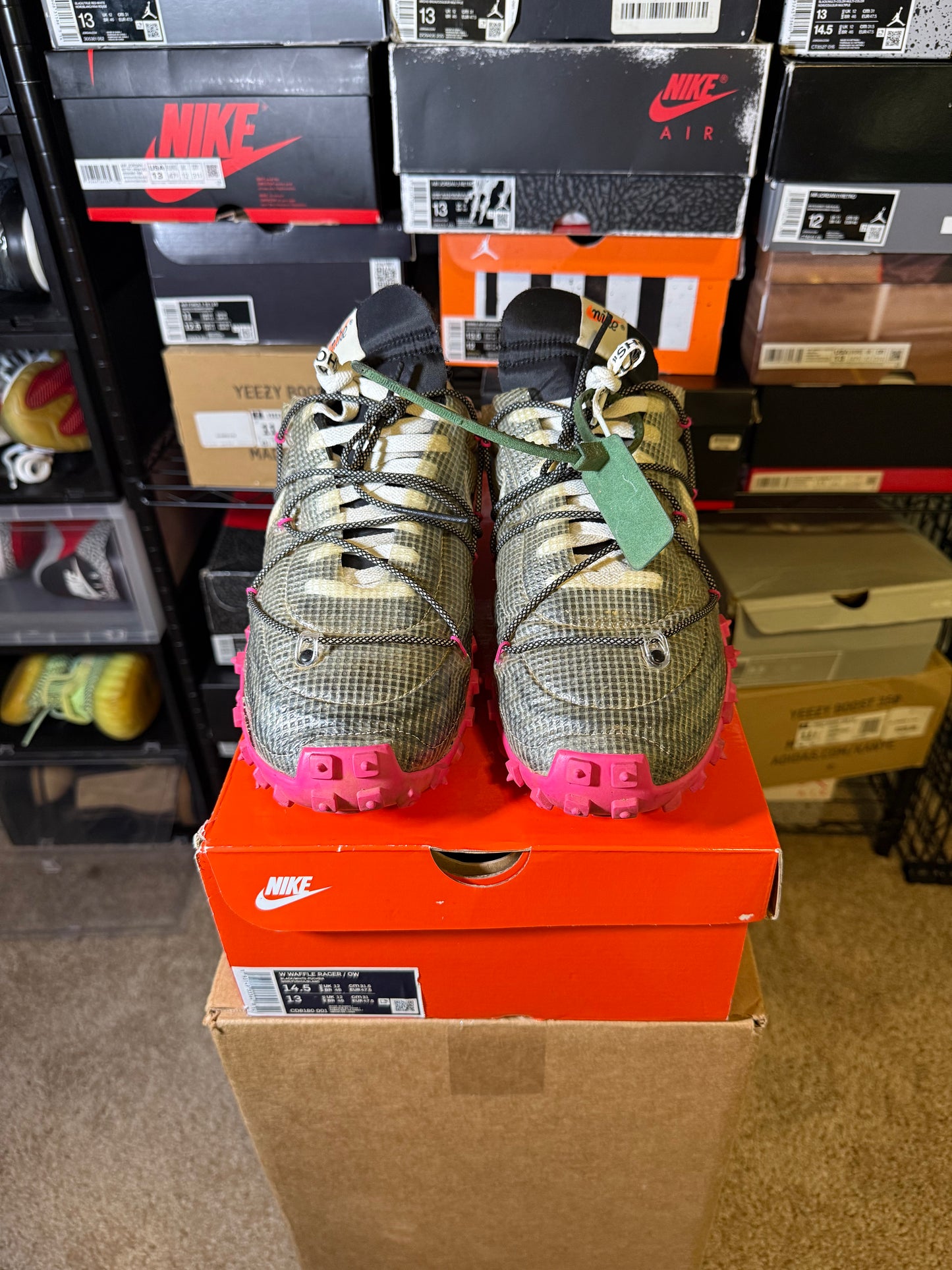 Size 14.5W/13M - Off-White x Waffle Racer Fuchsia