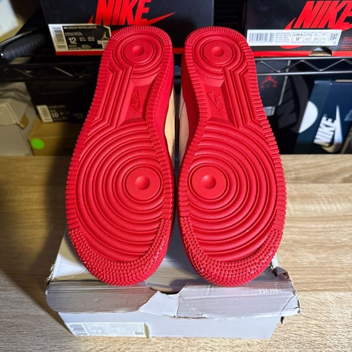 Size 9 - AF 1 Low White Red Sole