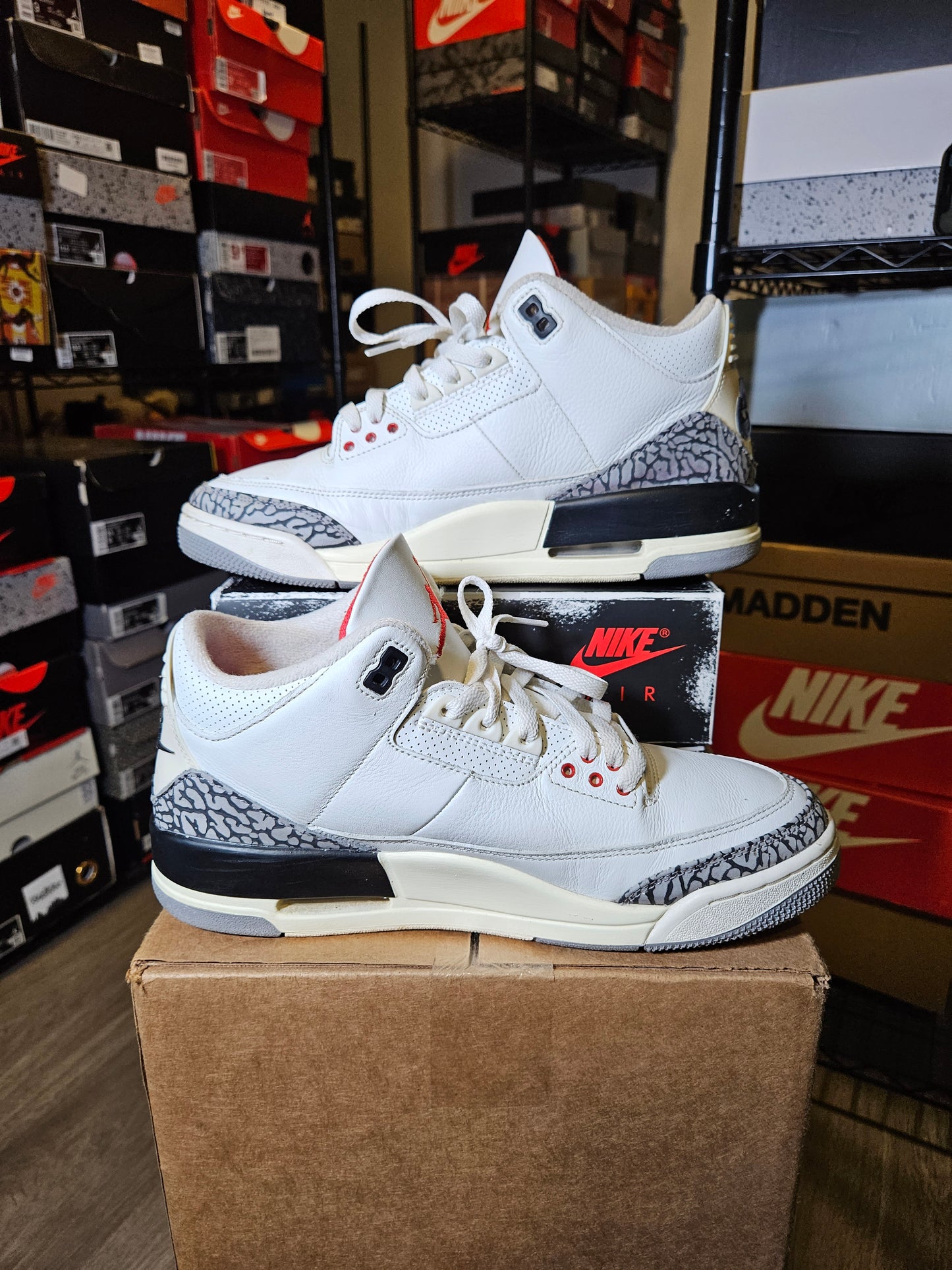 Size 10 - AJ 3 Retro Mid White Cement Reimagined