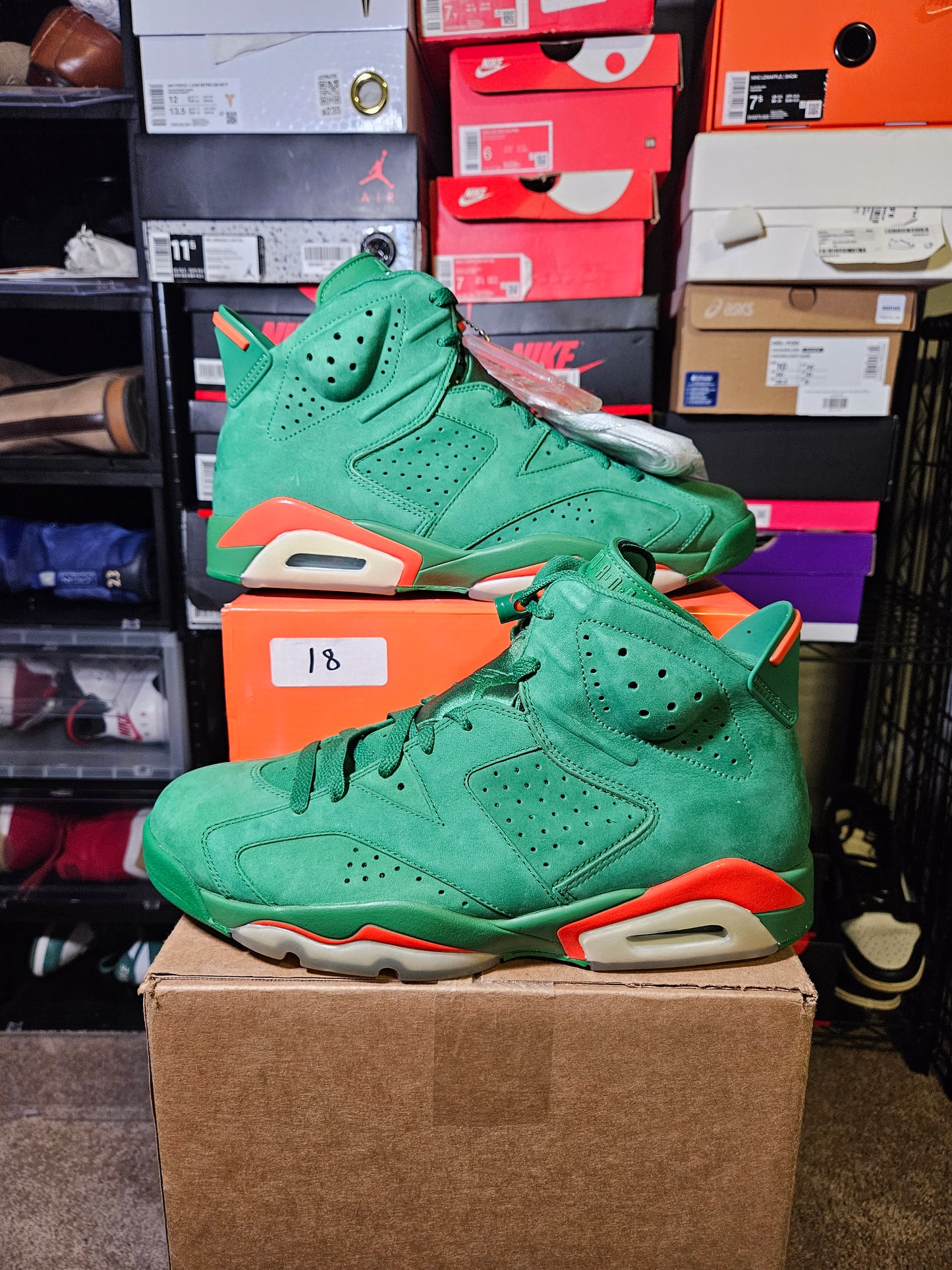 Size 11 - AJ 6 Retro NRG Green Suede Gatorade