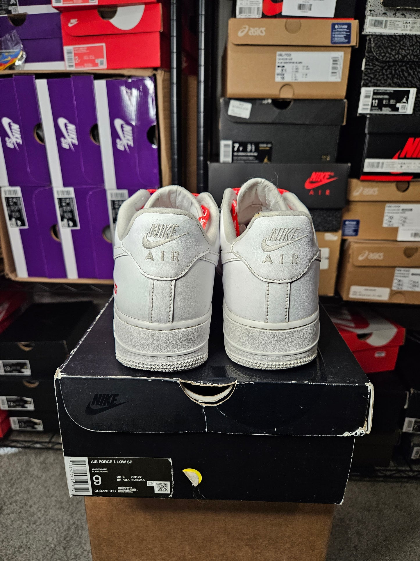 Size 9 - Air Force 1 x Supreme Low Box Logo - White