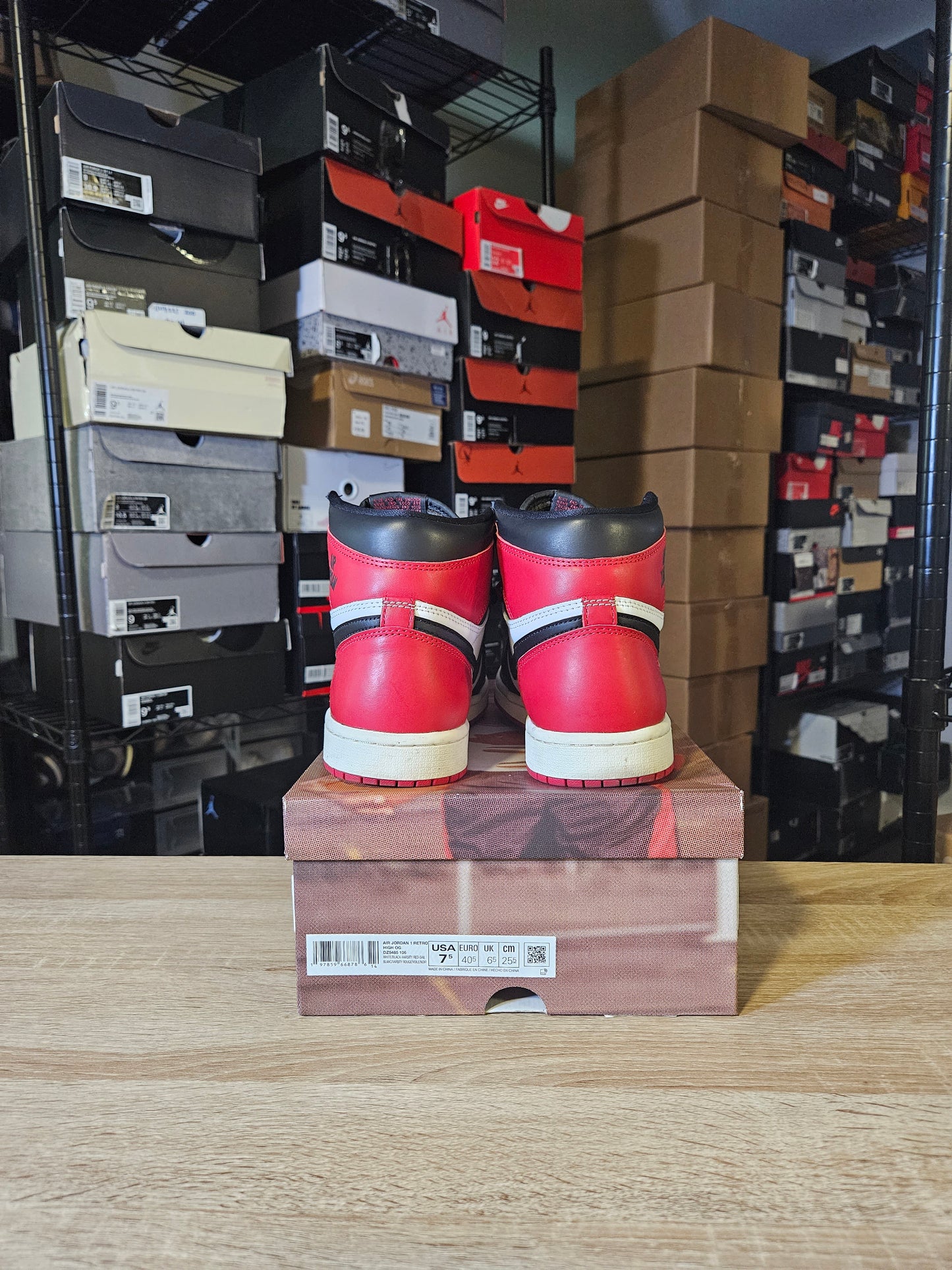 Size 7.5 - AJ 1 Retro OG High Black Toe Reimagined