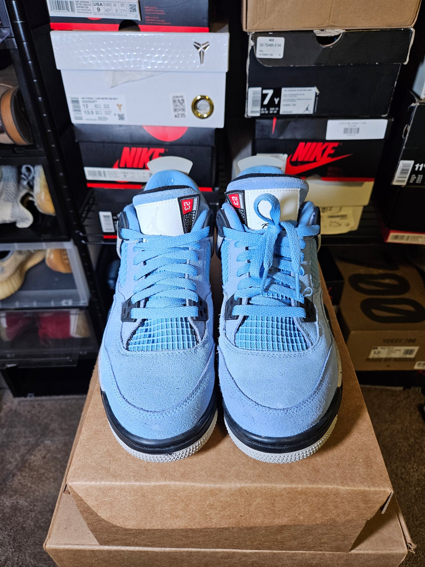 Size 7 - AJ 4 Retro Black Tech Grey University Blue