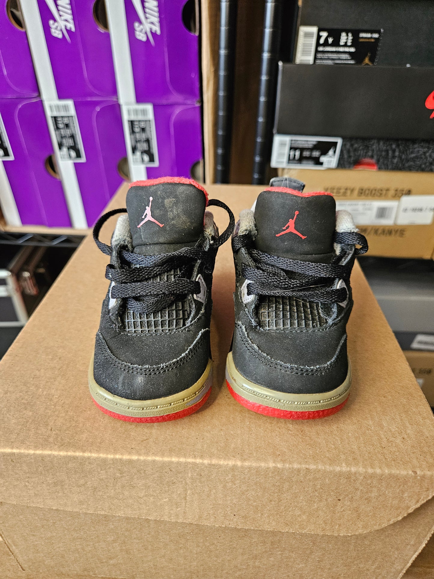 Size 4C - AJ 4 Retro Bred Black/Fire Red Cement 2019