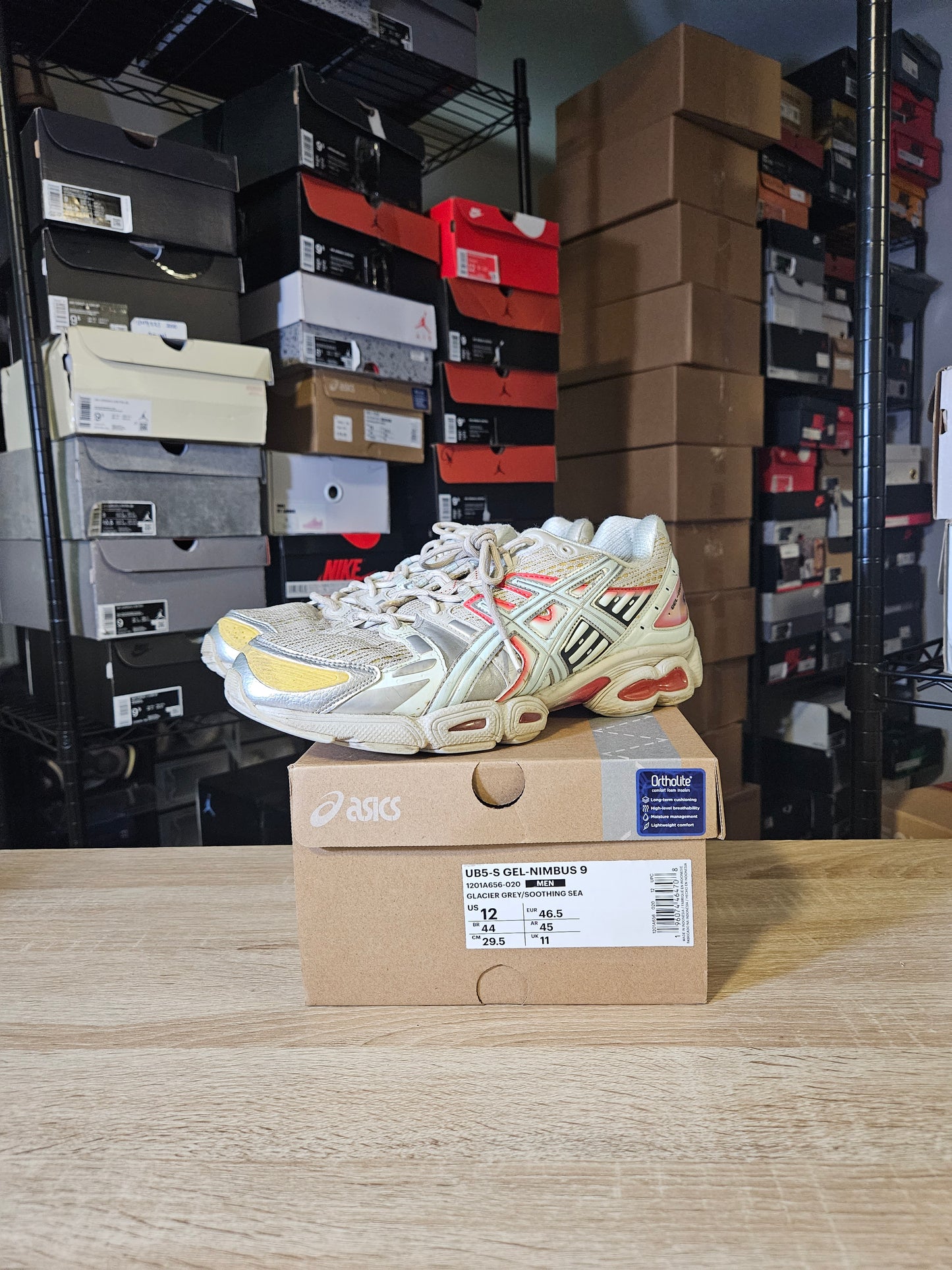 Size 12 - ASICS Kiko Kostadinov x UB5-S Gel Nimbus 9 Glacier Grey Soothing Sea