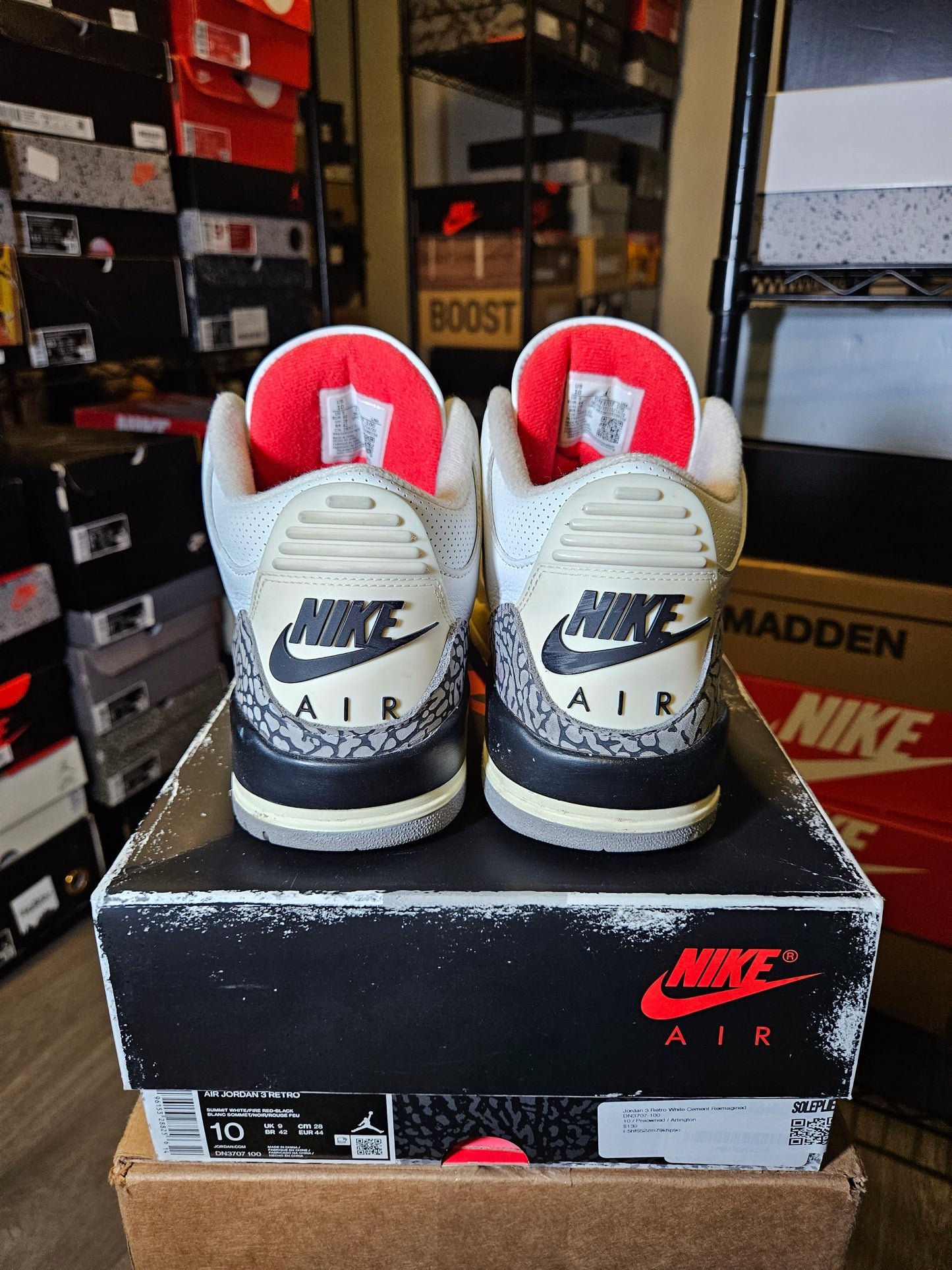 Size 10 - AJ 3 Retro Mid White Cement Reimagined