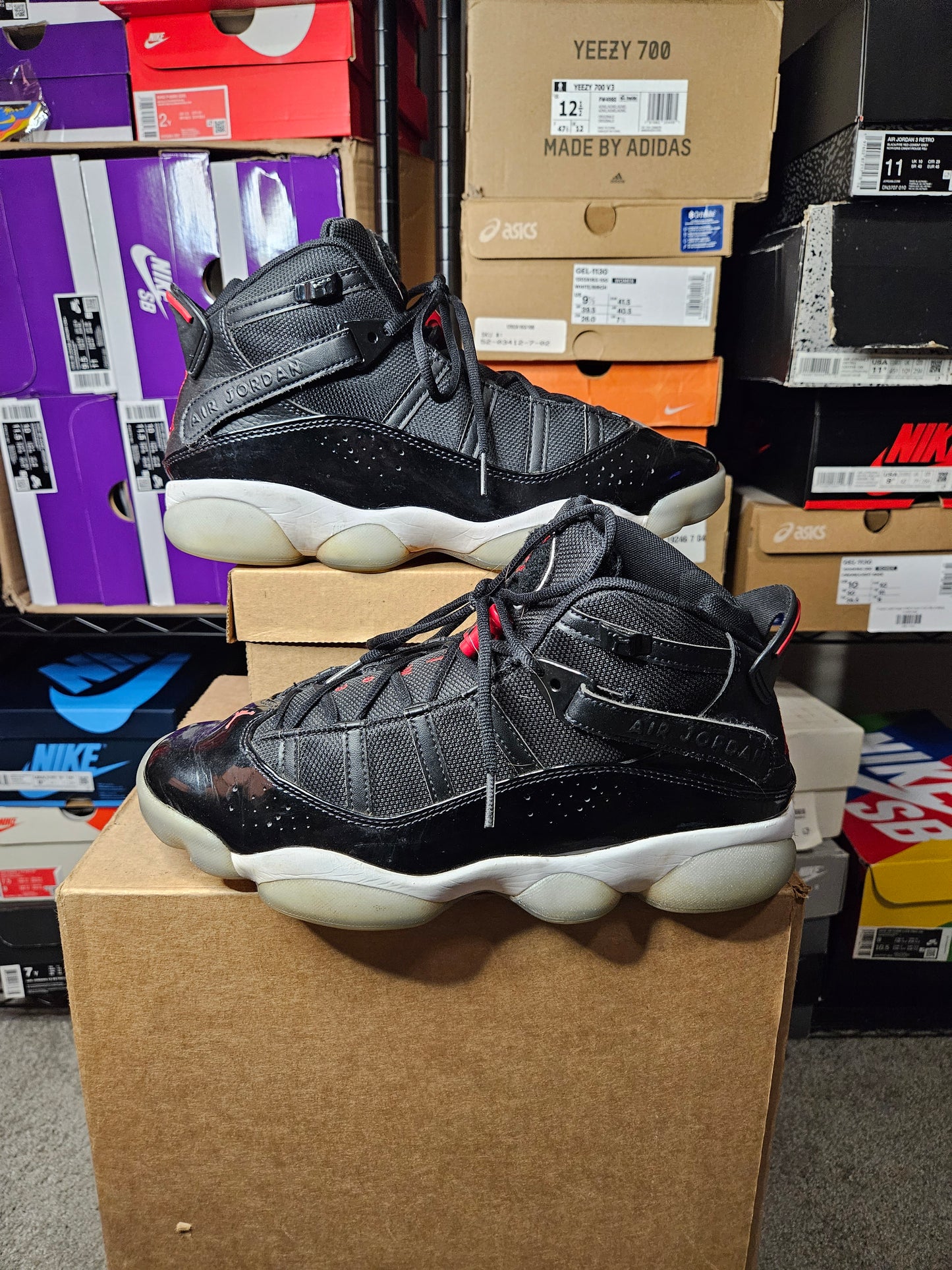 Size 10.5 - AJ 6 Rings Black Gym Red