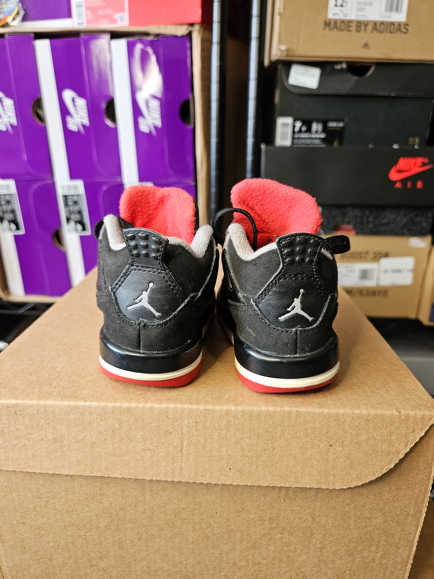 Size 4C - AJ 4 Retro Bred Black/Fire Red Cement 2019