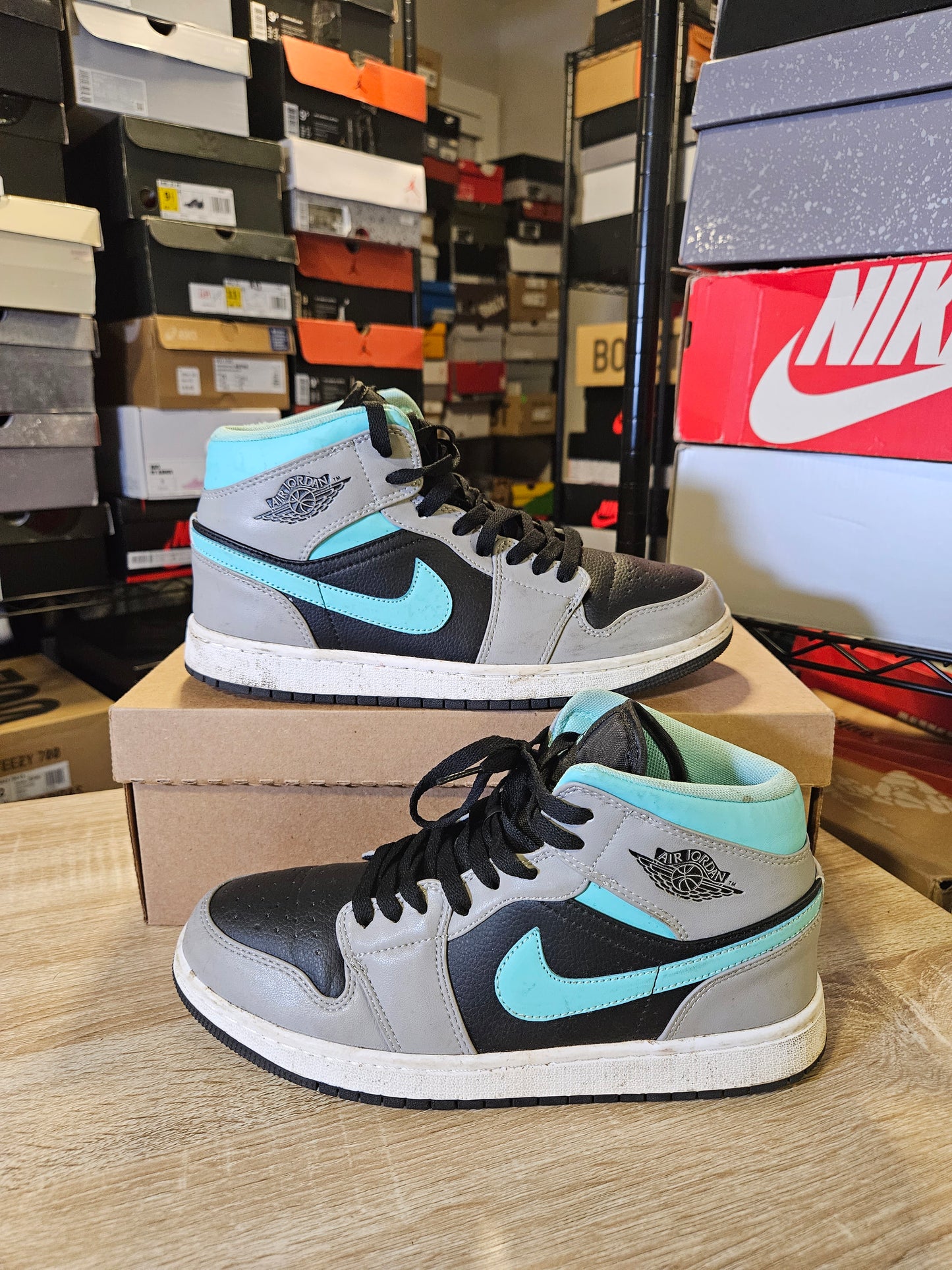Size 9.5 - AJ 1 Mid Grey Aqua