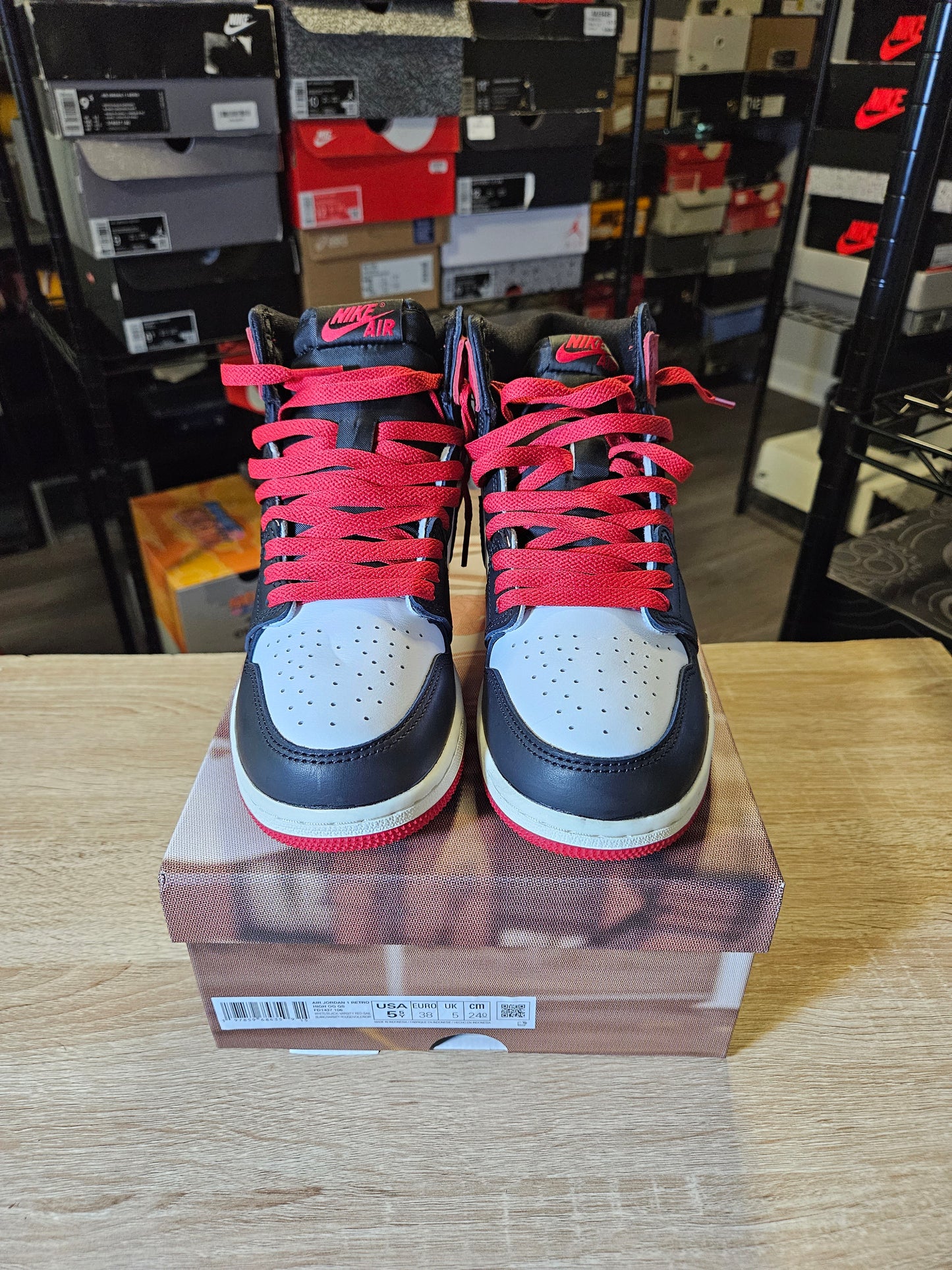 Size 5.5 - AJ 1 Retro OG High Black Toe Reimagined