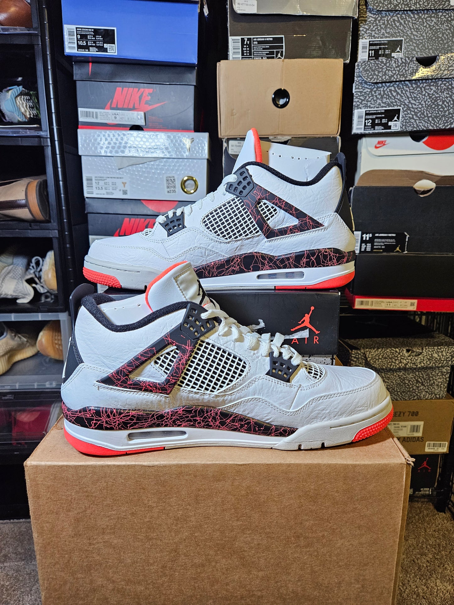 Size 12 - AJ 4 Retro Pale Citron, Bright Crimson 2019