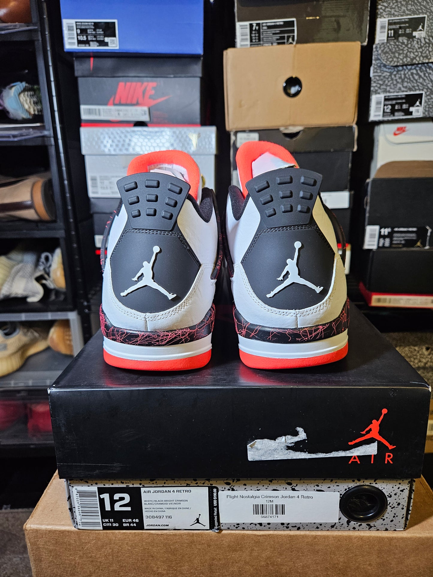 Size 12 - AJ 4 Retro Pale Citron, Bright Crimson 2019