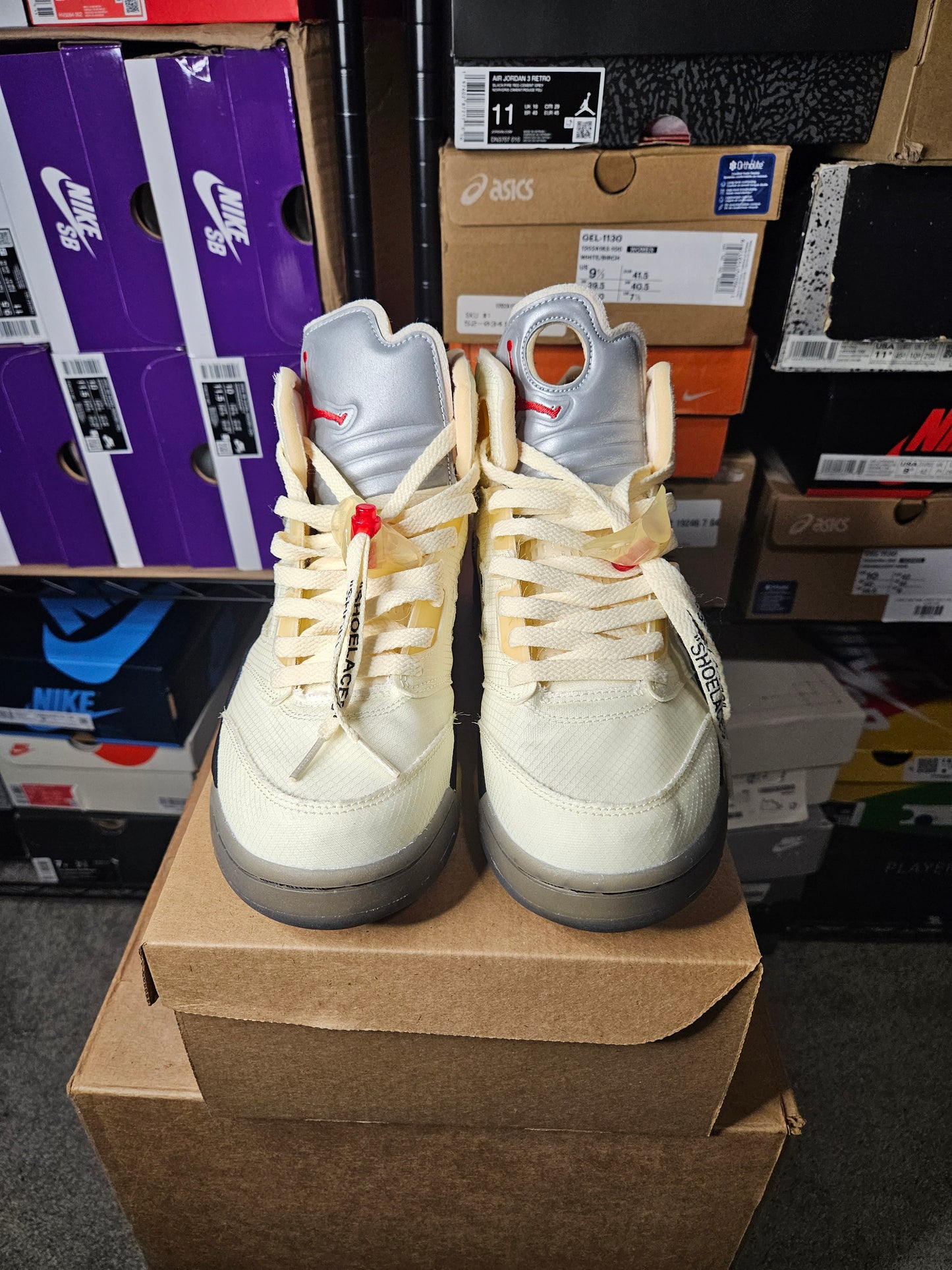 Size 9 - AJ 5 SP x Off-White Mid Sail
