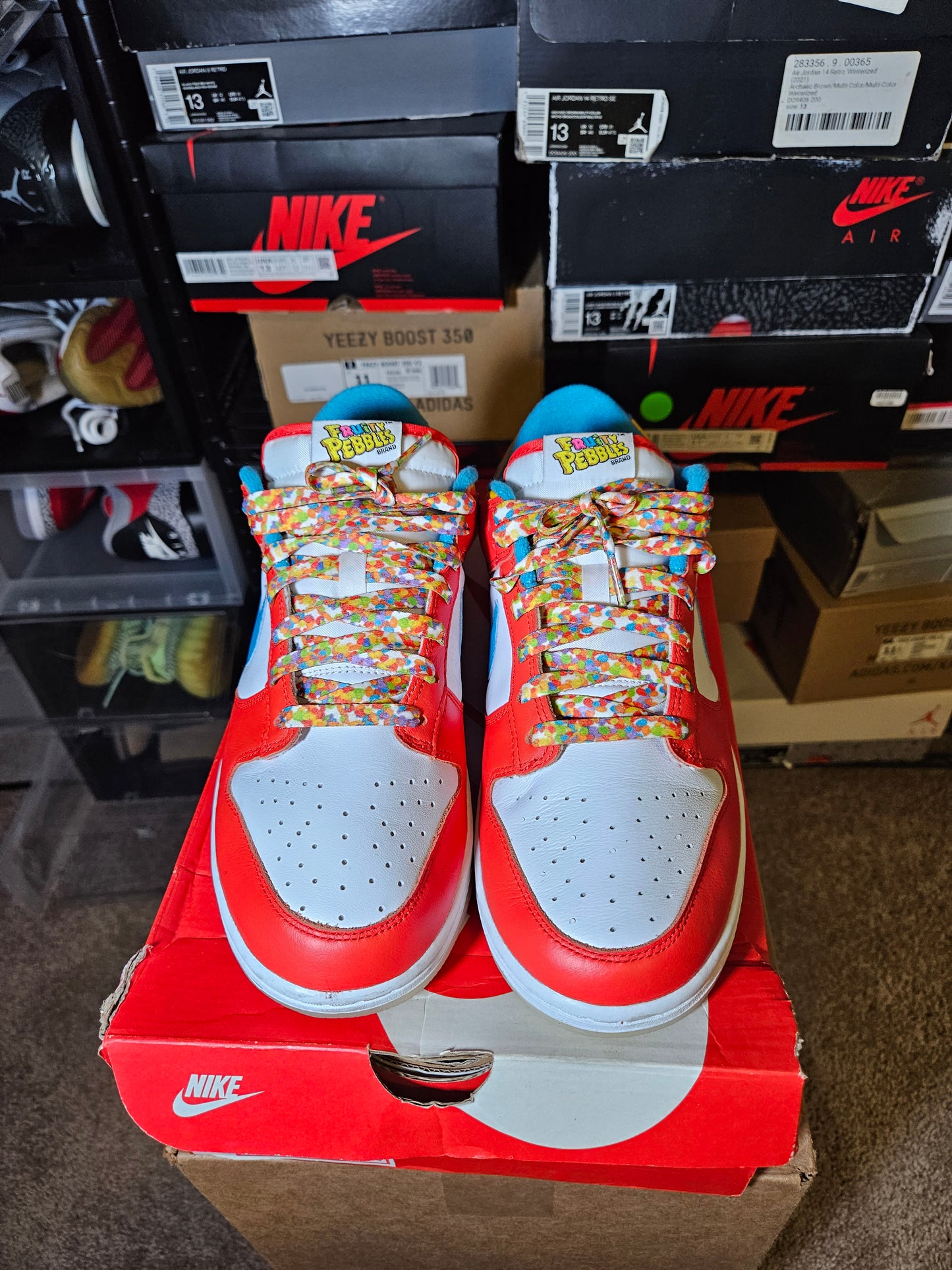 Size 9.5 - Dunk Low x LeBron James x Fruity Pebbles Red