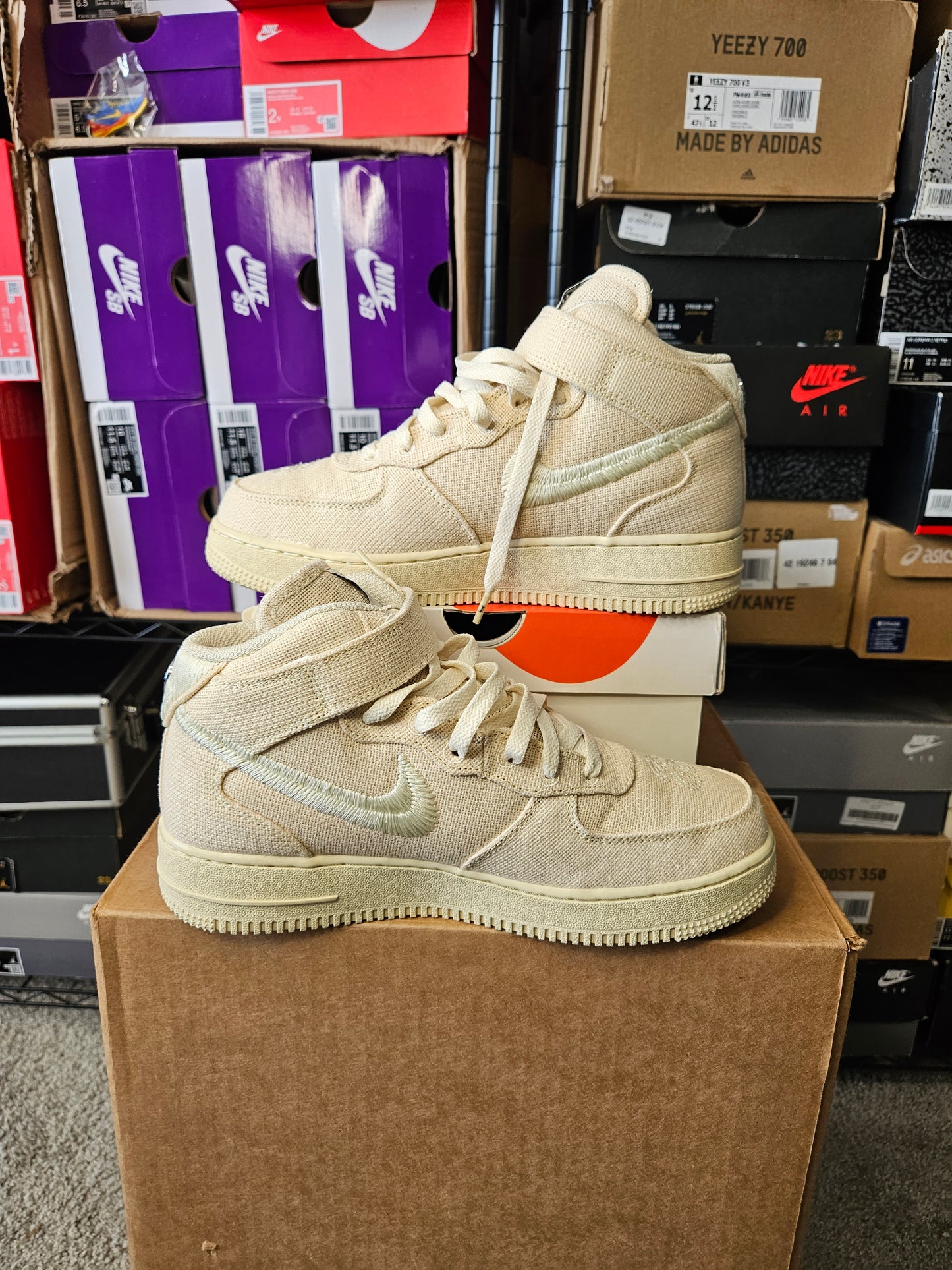 Size 7.5 - Stussy x Air Force 1 Mid Fossil