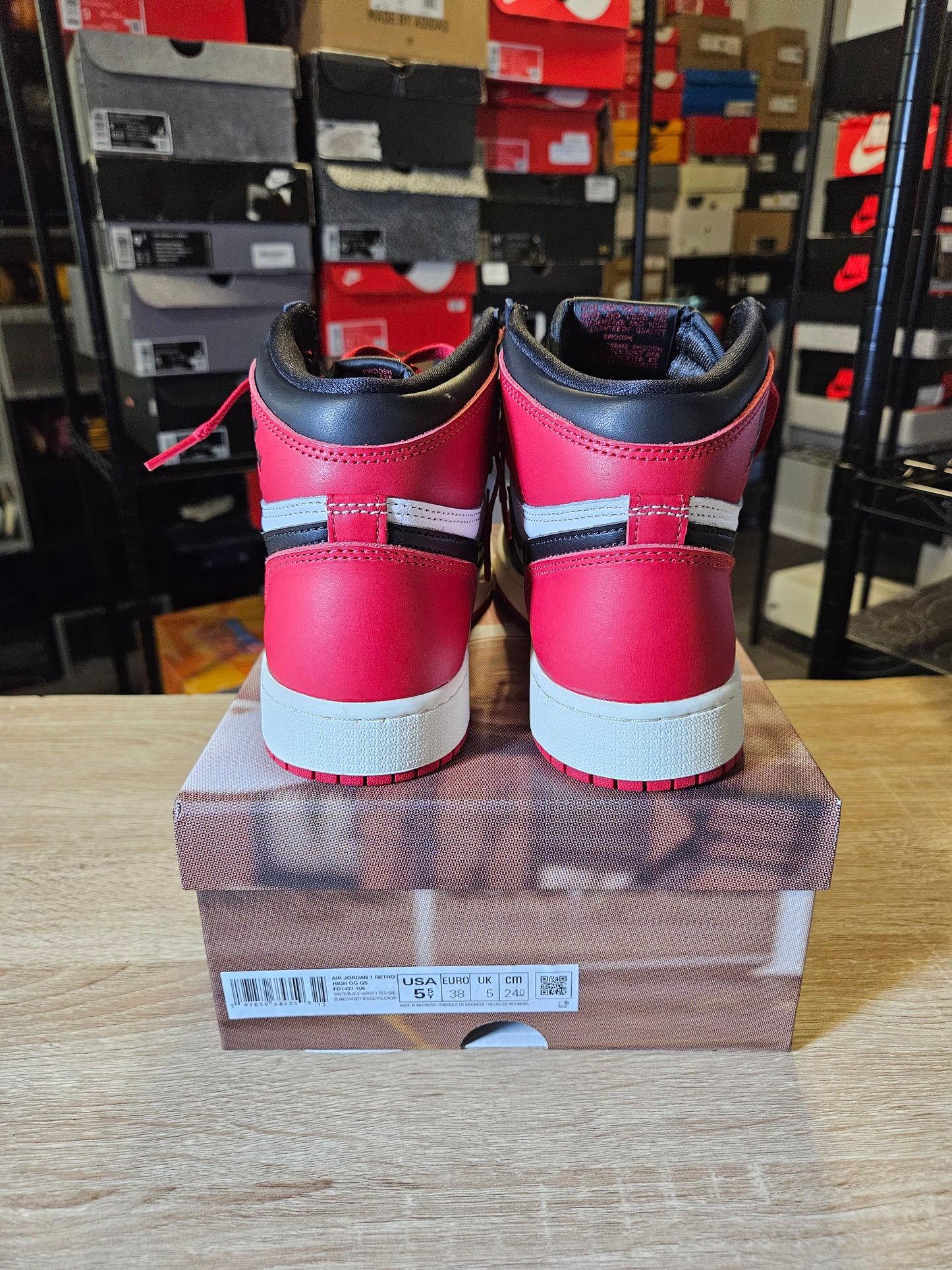 Size 5.5 - AJ 1 Retro OG High Black Toe Reimagined