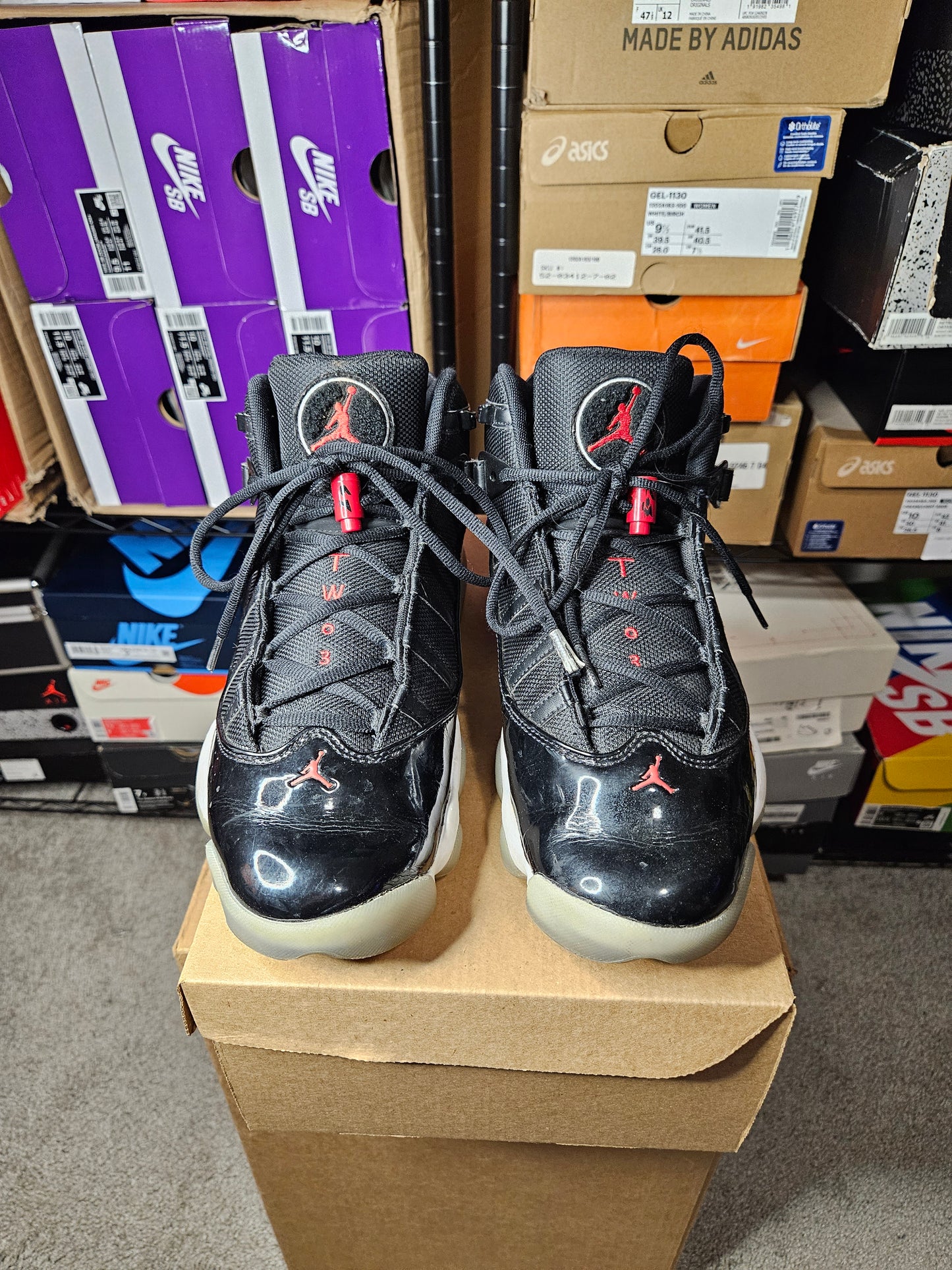 Size 10.5 - AJ 6 Rings Black Gym Red