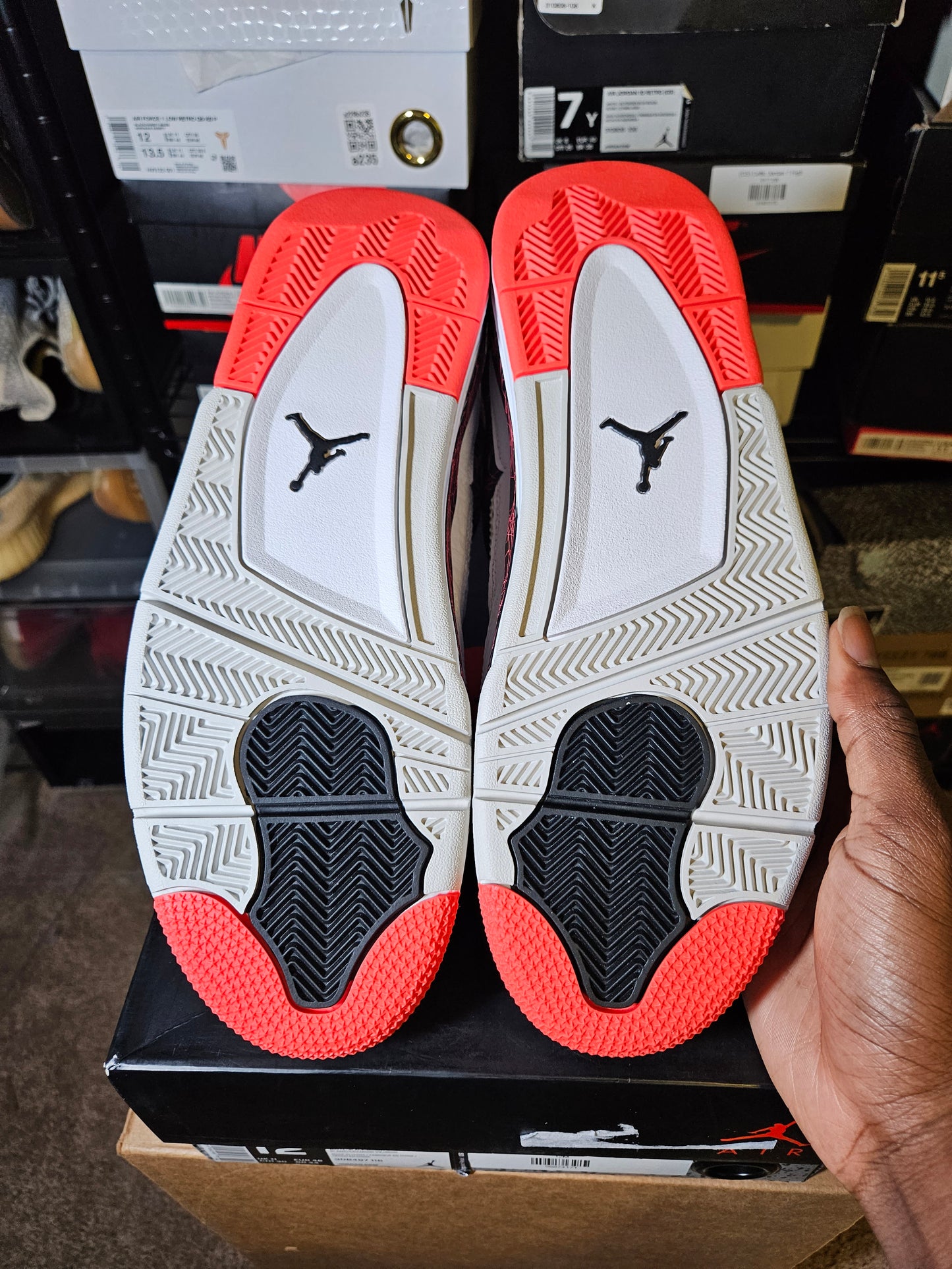 Size 12 - AJ 4 Retro Pale Citron, Bright Crimson 2019