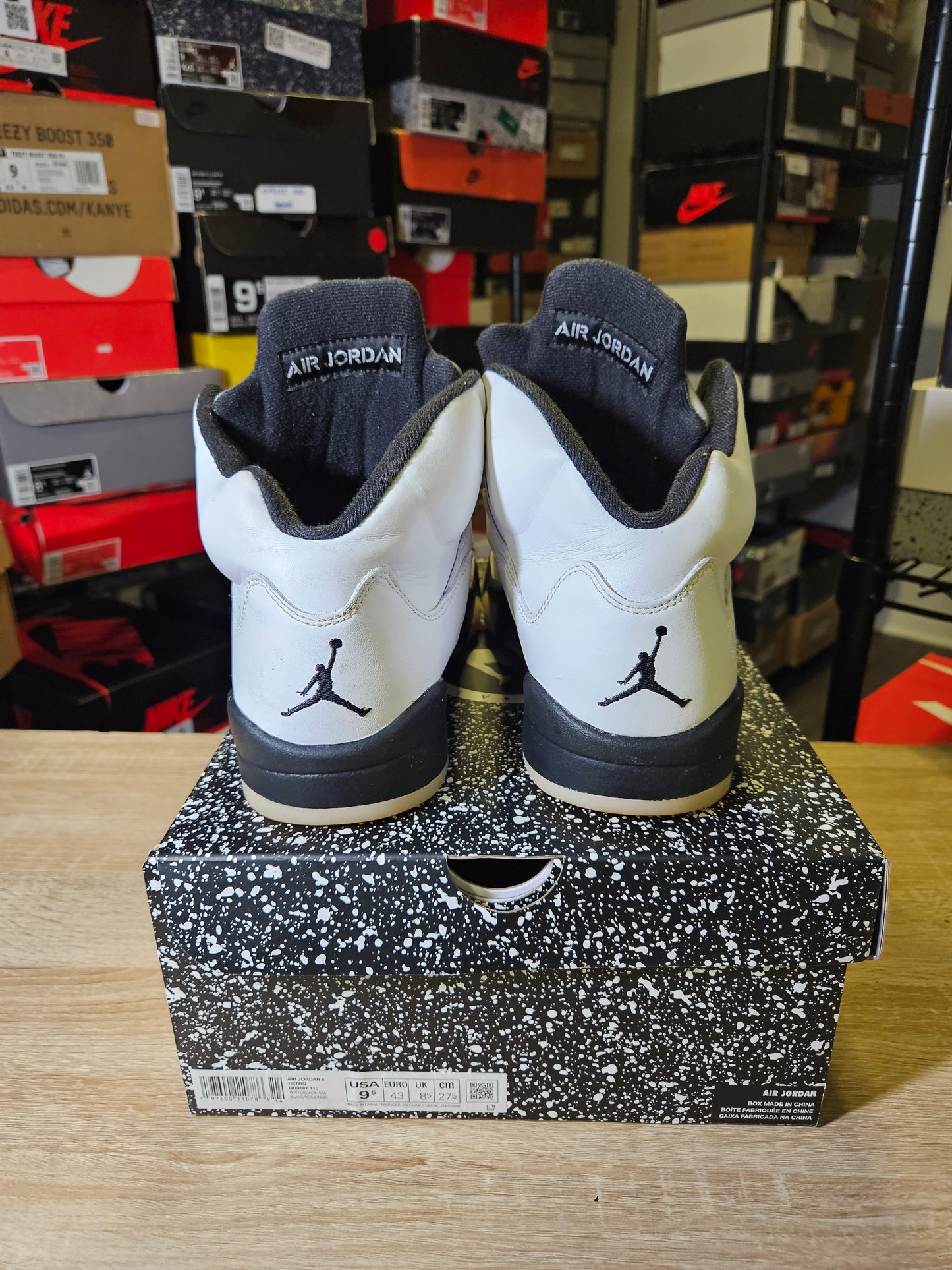 Size 9.5 - AJ 5 Retro White Black