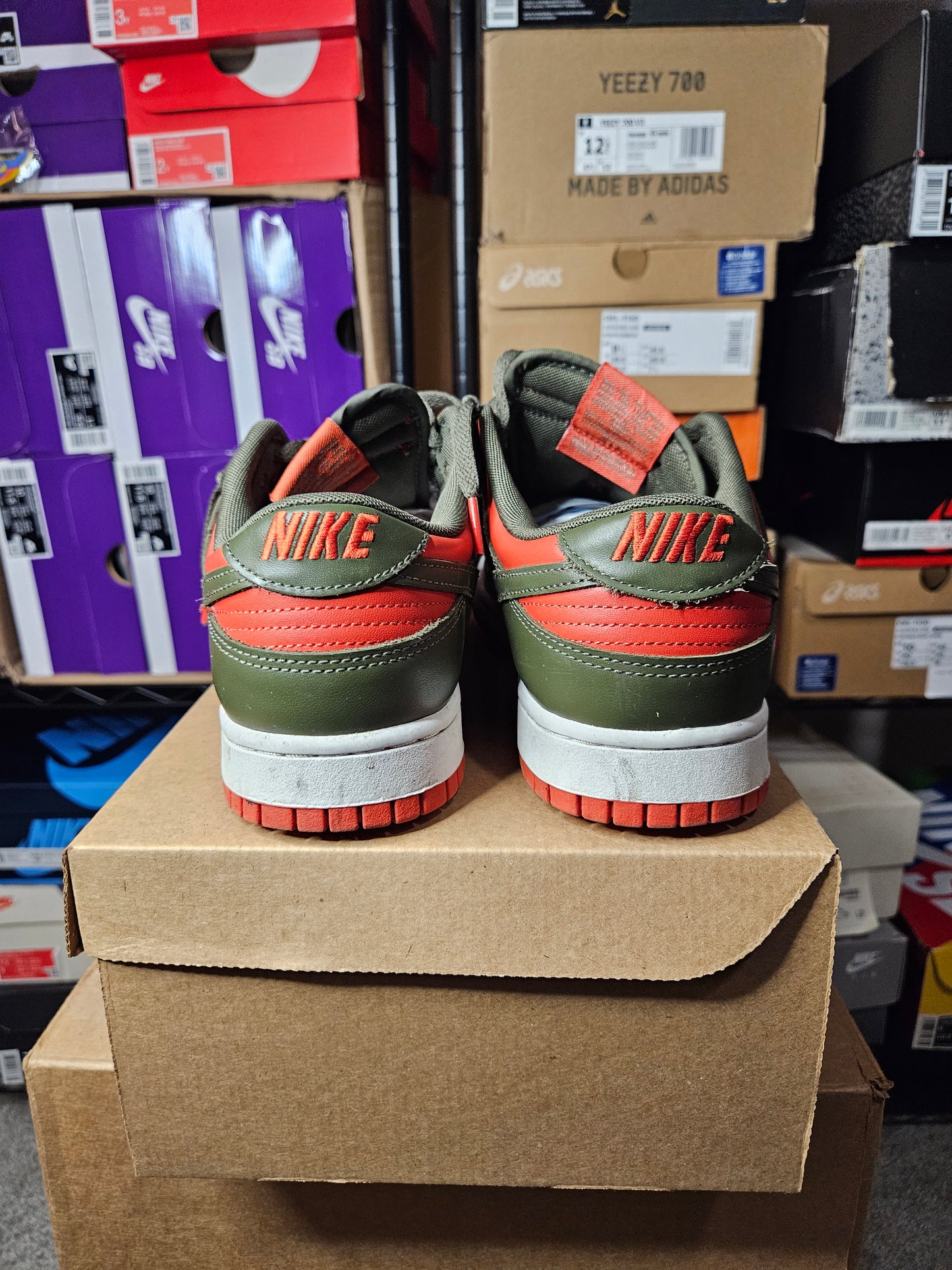 Size 10.5 - Nike Dunk Low Cargo Khaki Mystic Red
