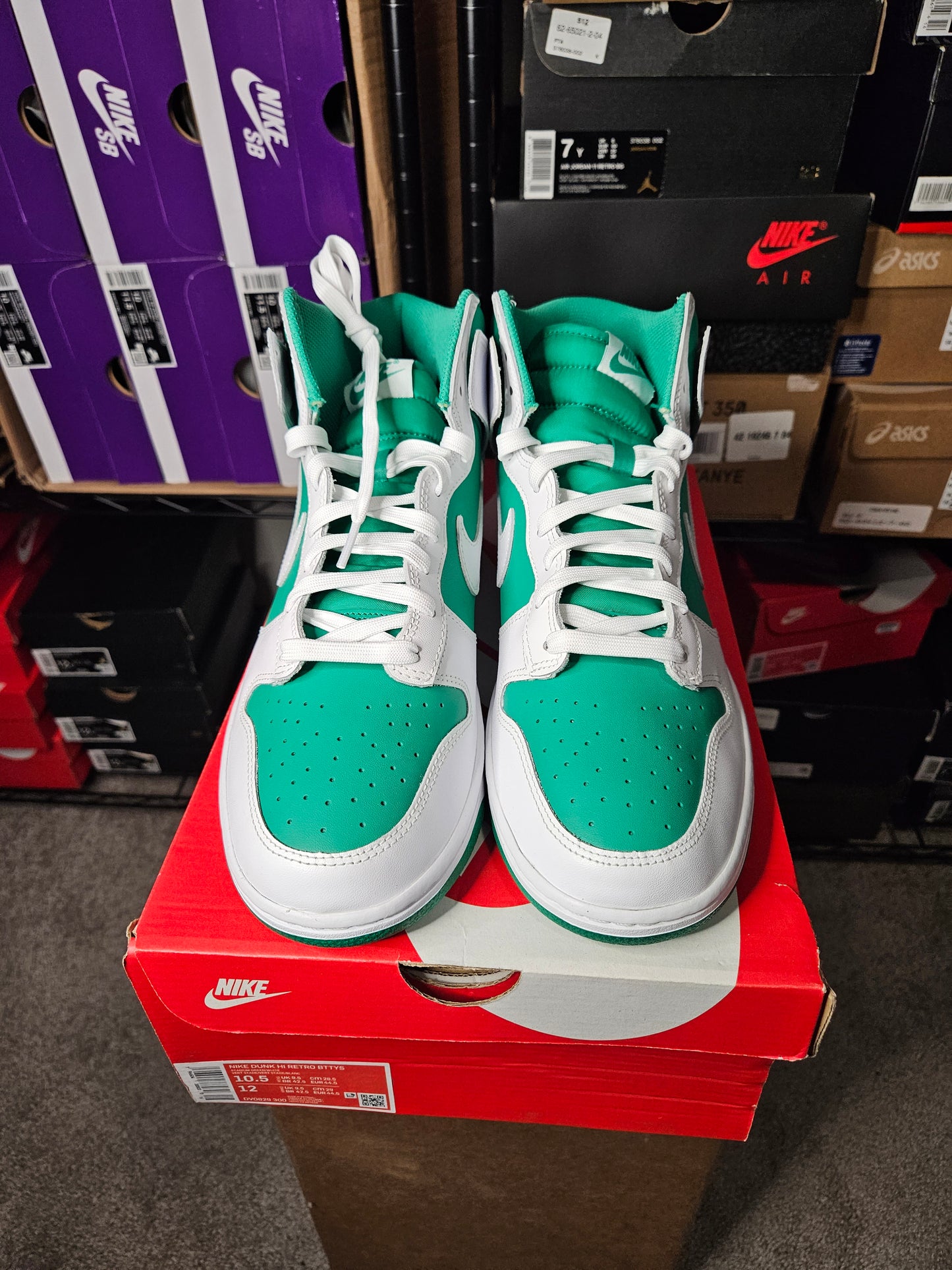 Size 10.5 - Nike Dunk High White Stadium Green